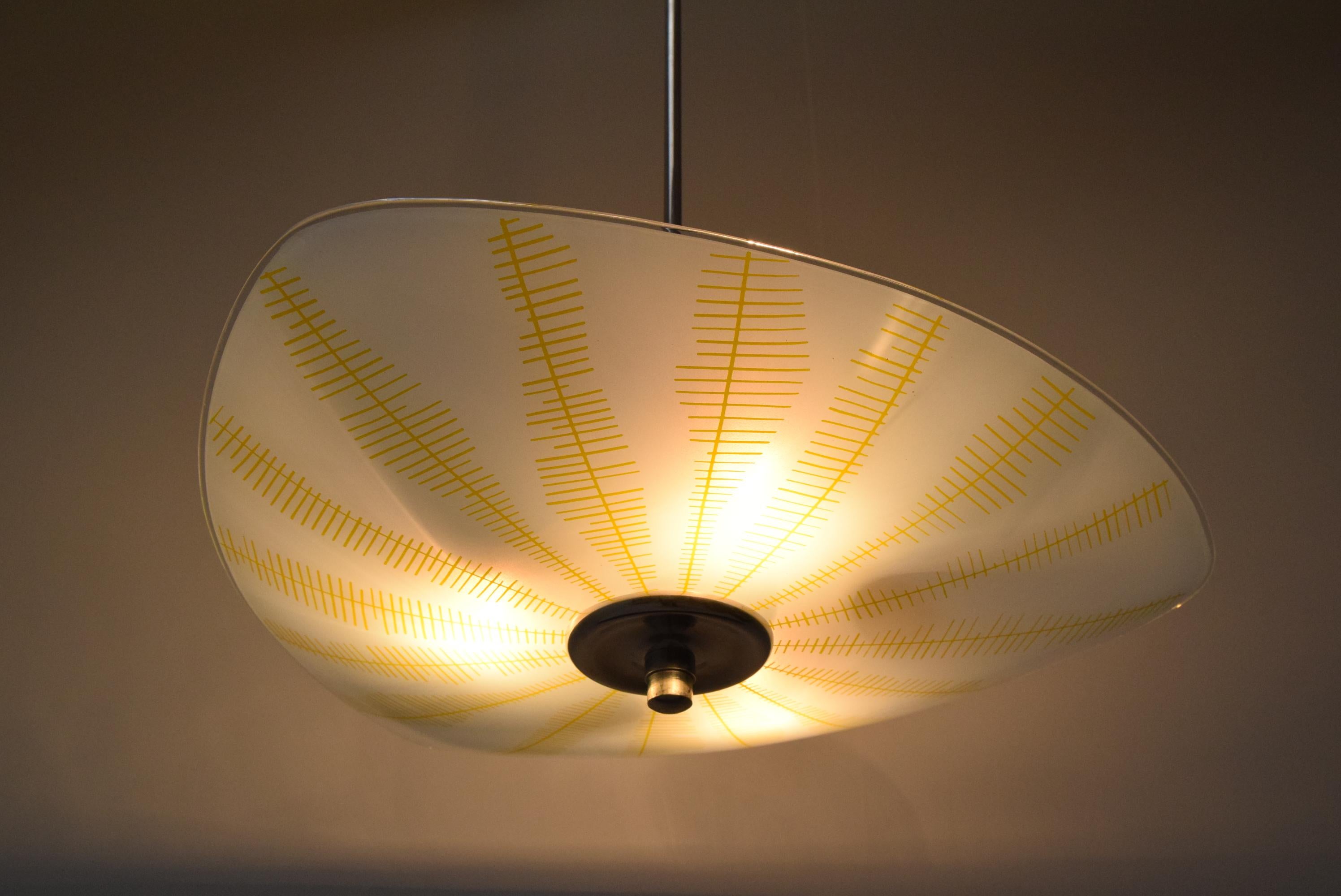 Mid-century glass pendant by Napako, Czechoslovakia, 1970s. For Sale 3