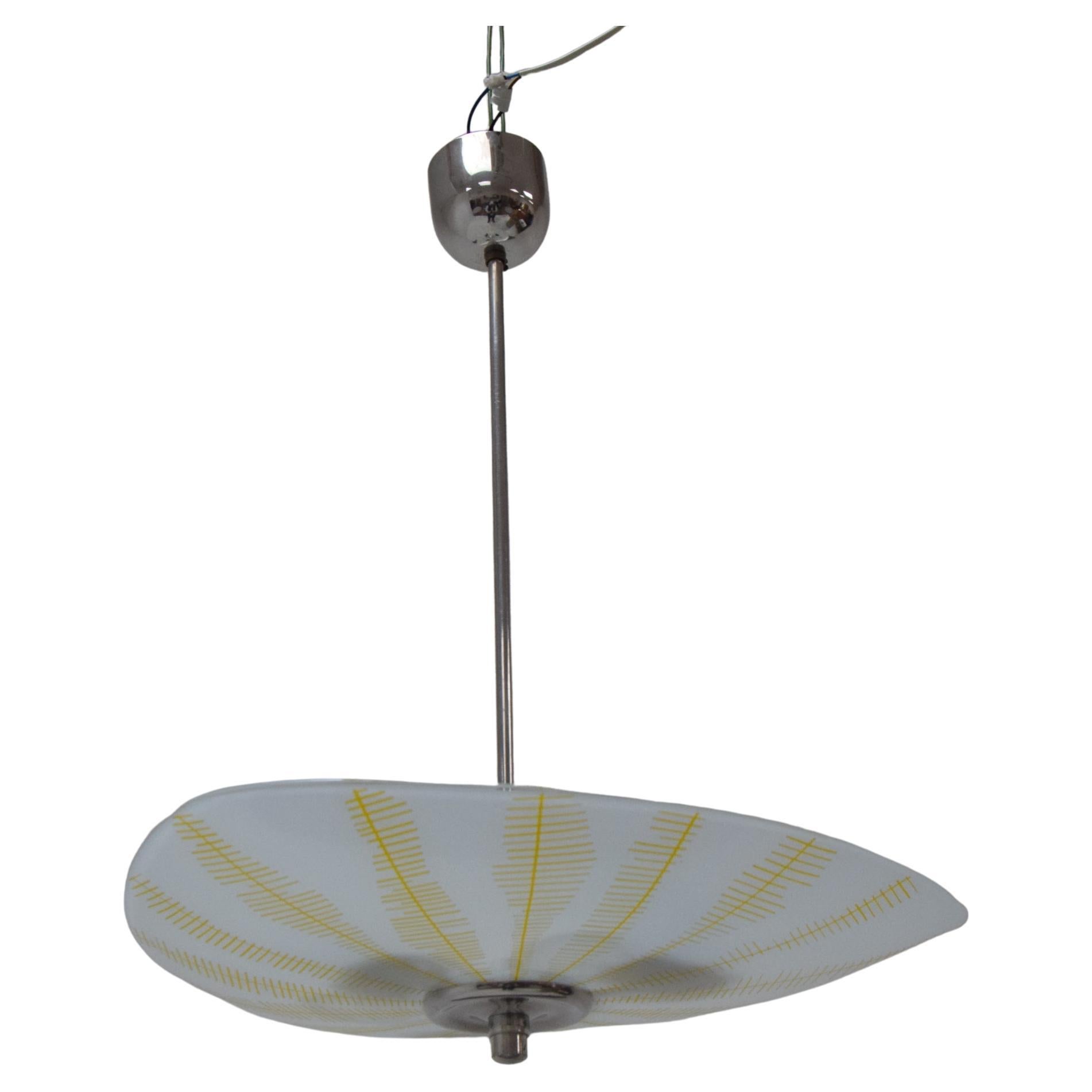 Mid-century glass pendant by Napako, Czechoslovakia, 1970s.