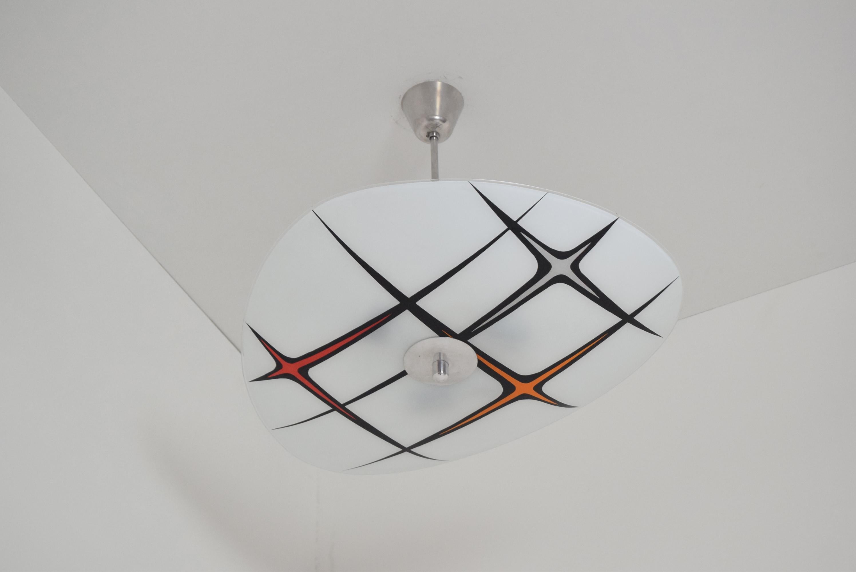 Czech Mid-Century Glass Pendant by Napako, 1970’s For Sale