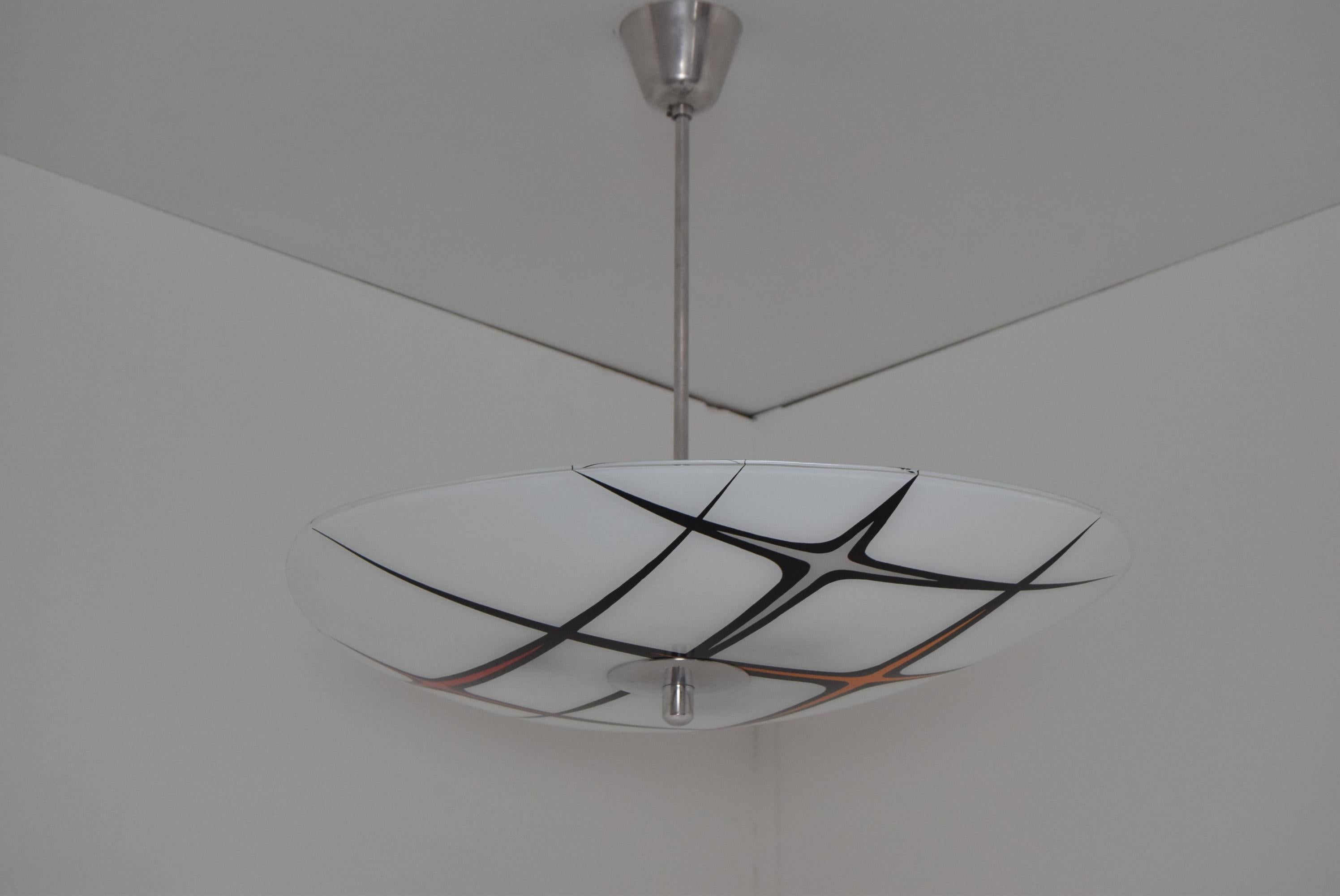Mid-Century Glass Pendant by Napako, 1970’s In Good Condition For Sale In Praha, CZ