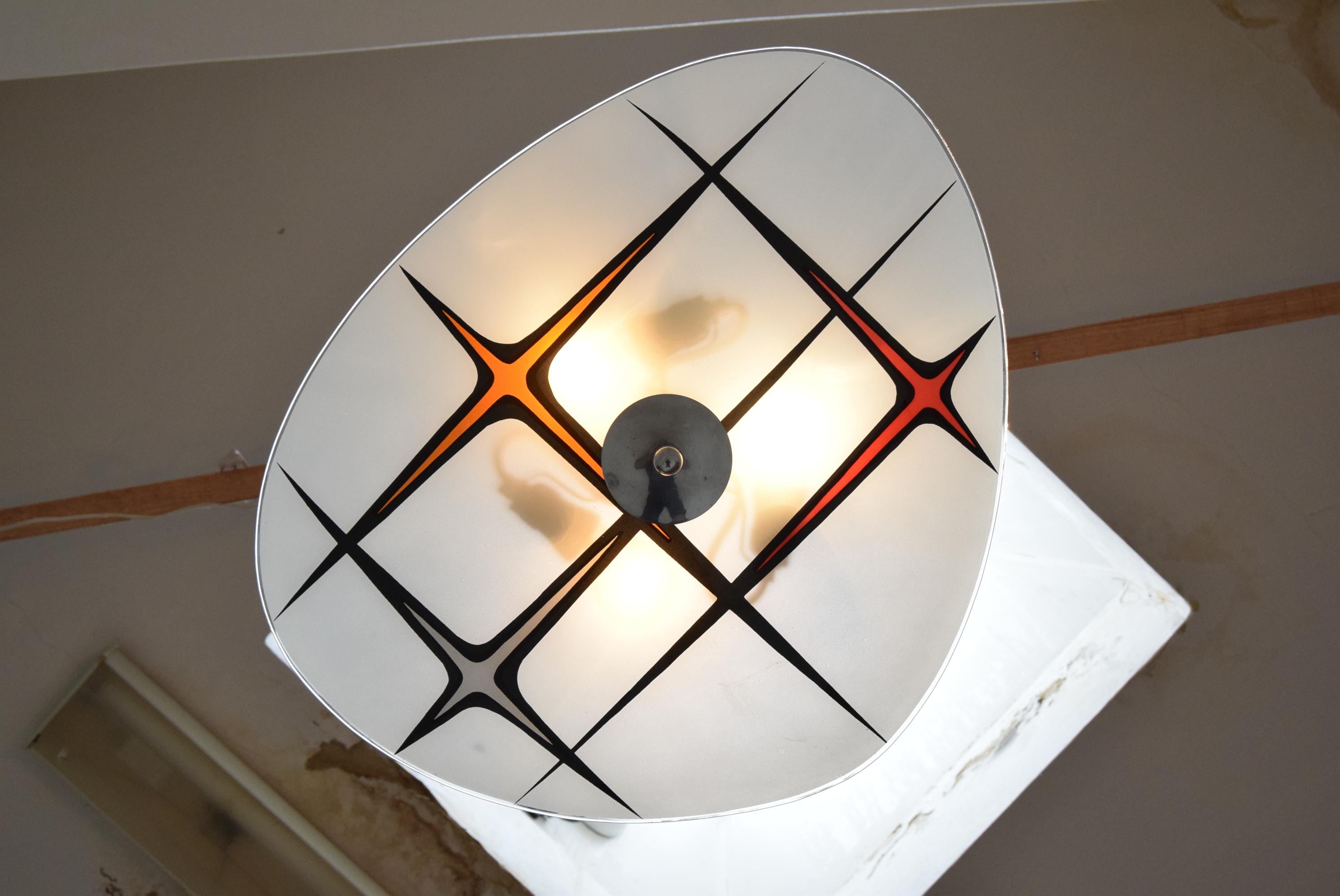 Metal Mid-Century Glass Pendant by Napako, 1970’s For Sale