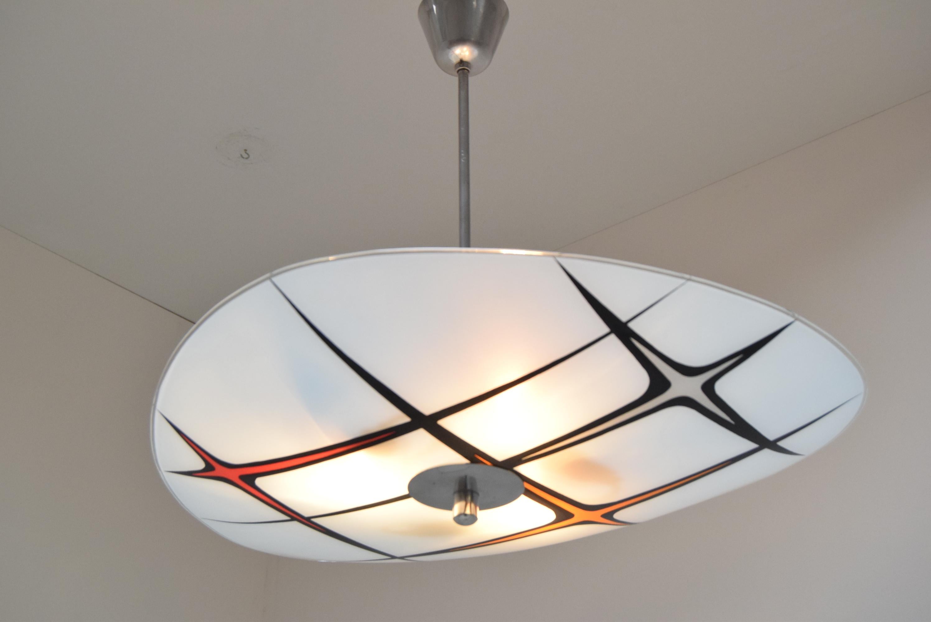 Mid-Century Glass Pendant by Napako, 1970’s For Sale 1
