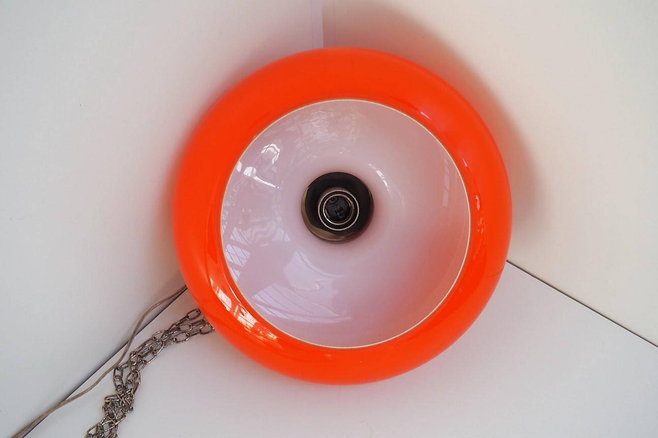 Mid-Century Glass Pendant in Orange Danish Design by Vitrika, 1960s For Sale 2