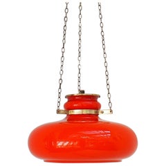 Mid-Century Glass Pendant in Orange Danish Design by Vitrika, 1960s