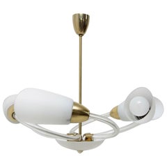 Lampada a sospensione in vetro del Medioevo, forma a fiore, Cecoslovacchia, anni '60