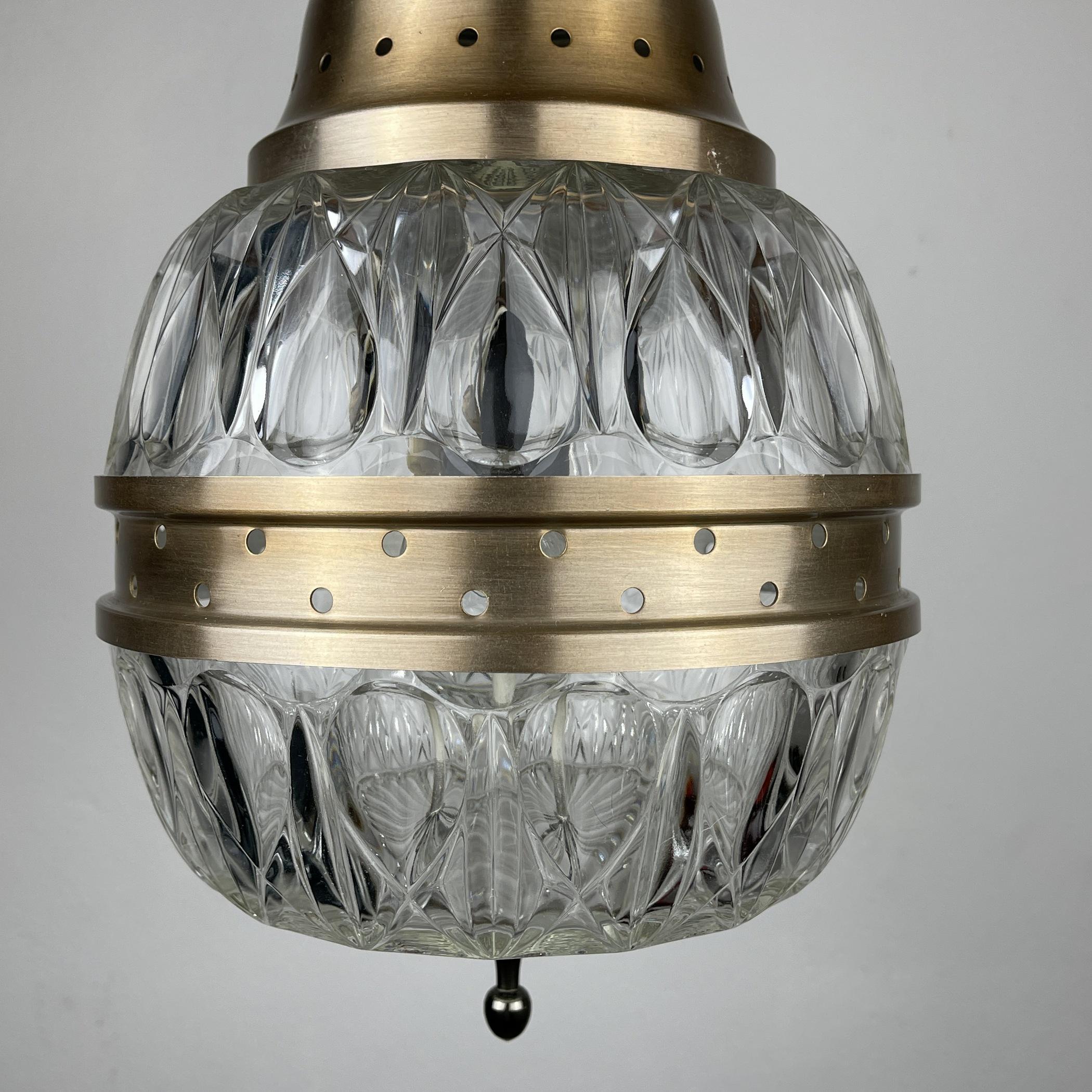 Mid-Century Glass Pendant Lamp Italy 1960s For Sale 3