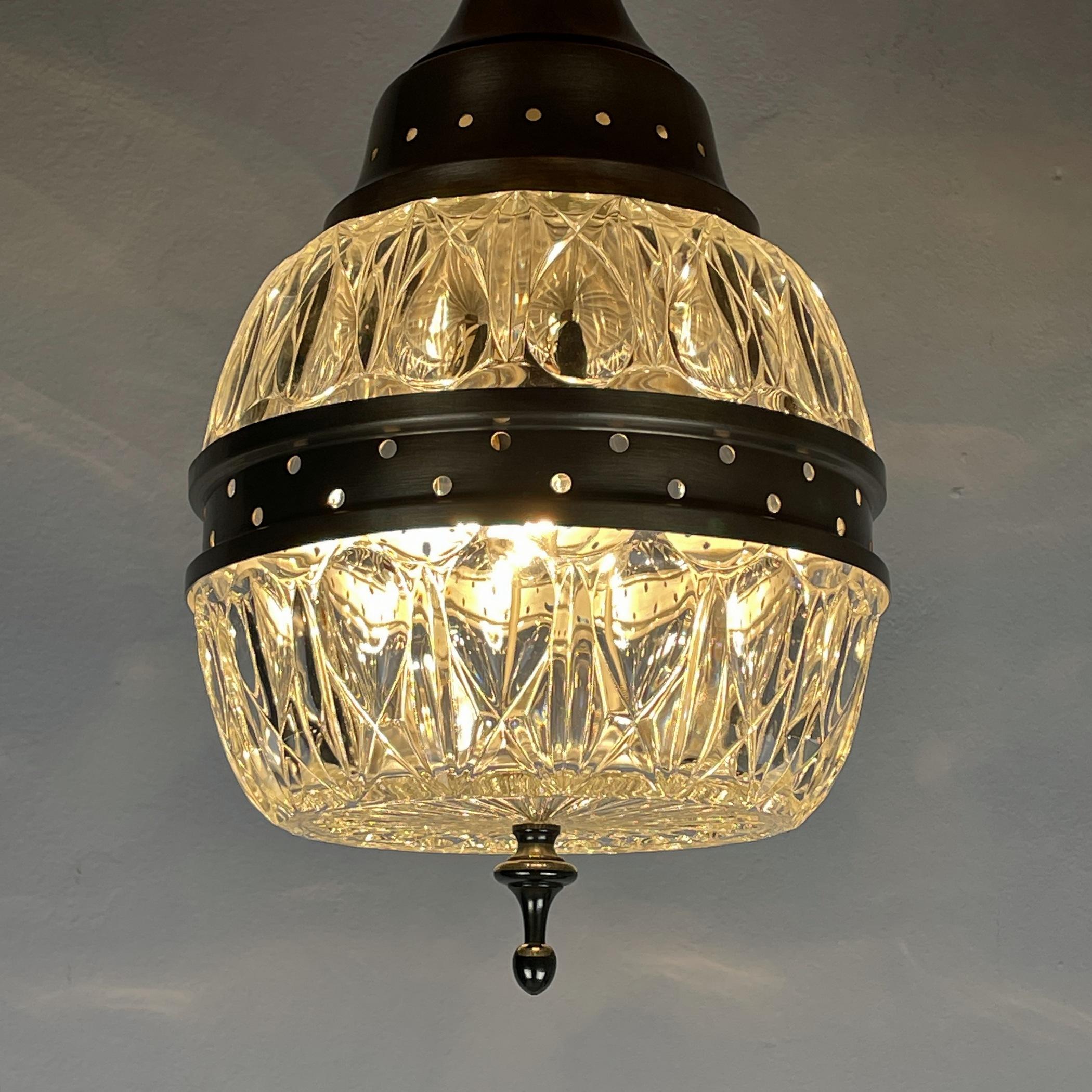 Mid-Century Glass Pendant Lamp Italy 1960s For Sale 9