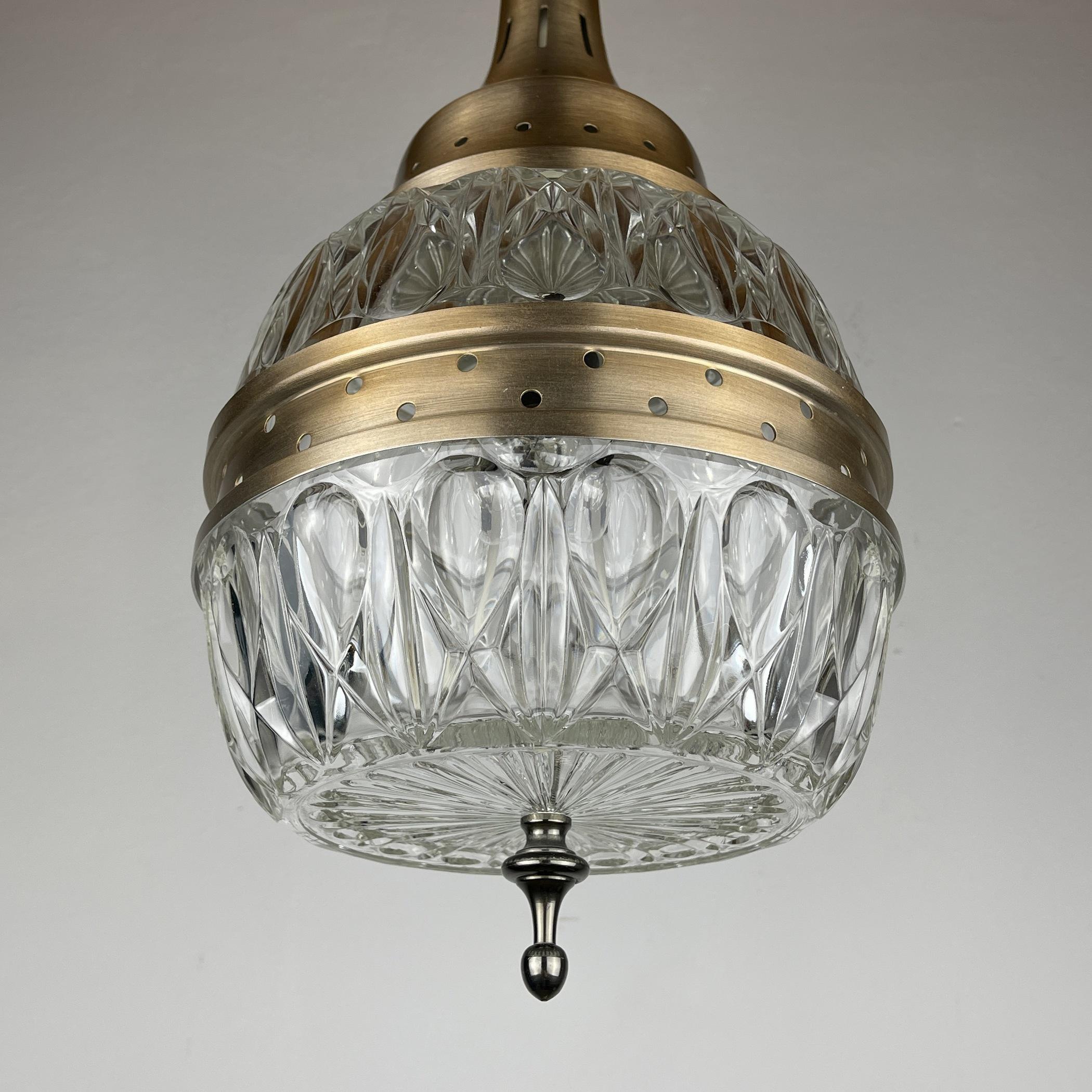 Italian Mid-Century Glass Pendant Lamp Italy 1960s For Sale