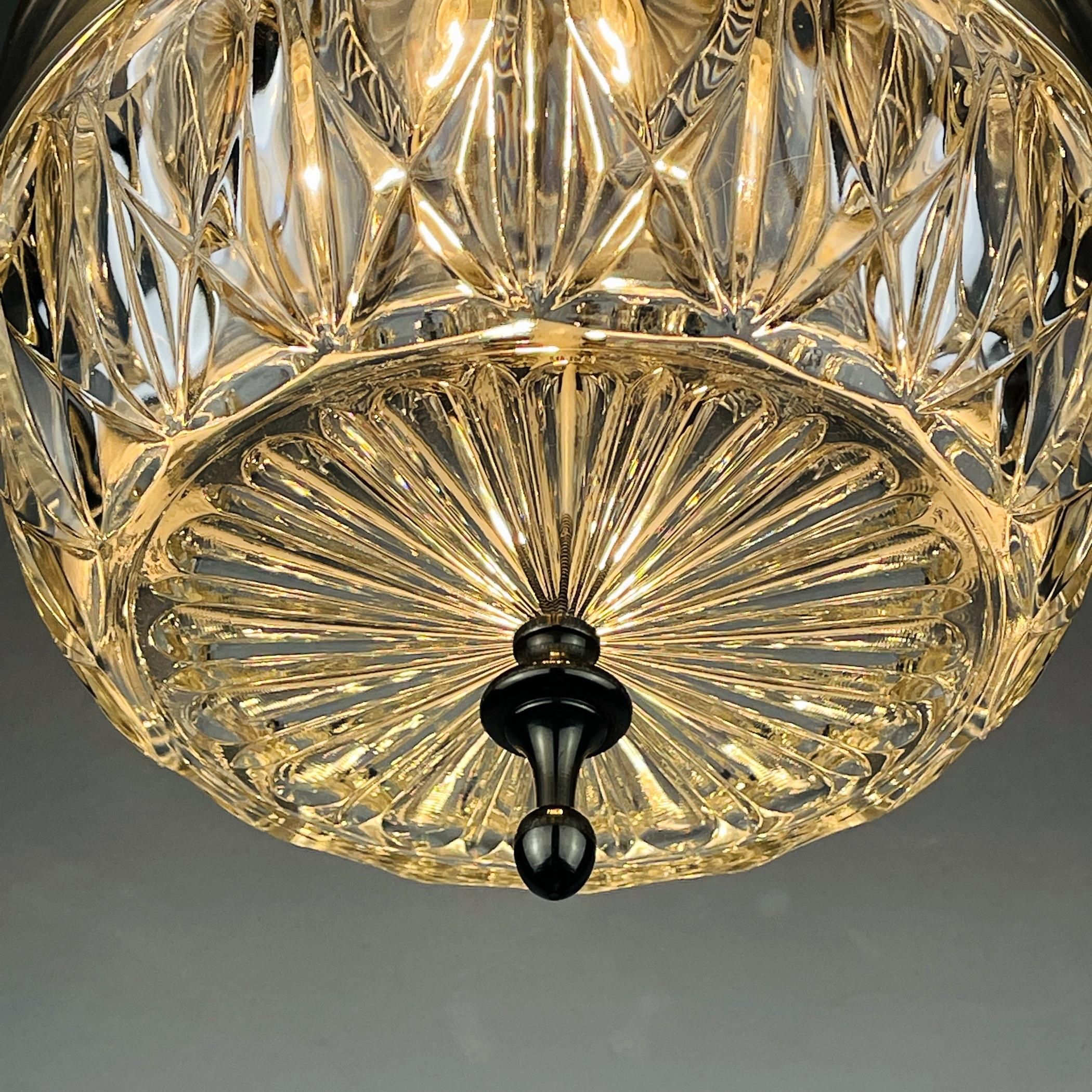 Metal Mid-Century Glass Pendant Lamp Italy 1960s For Sale