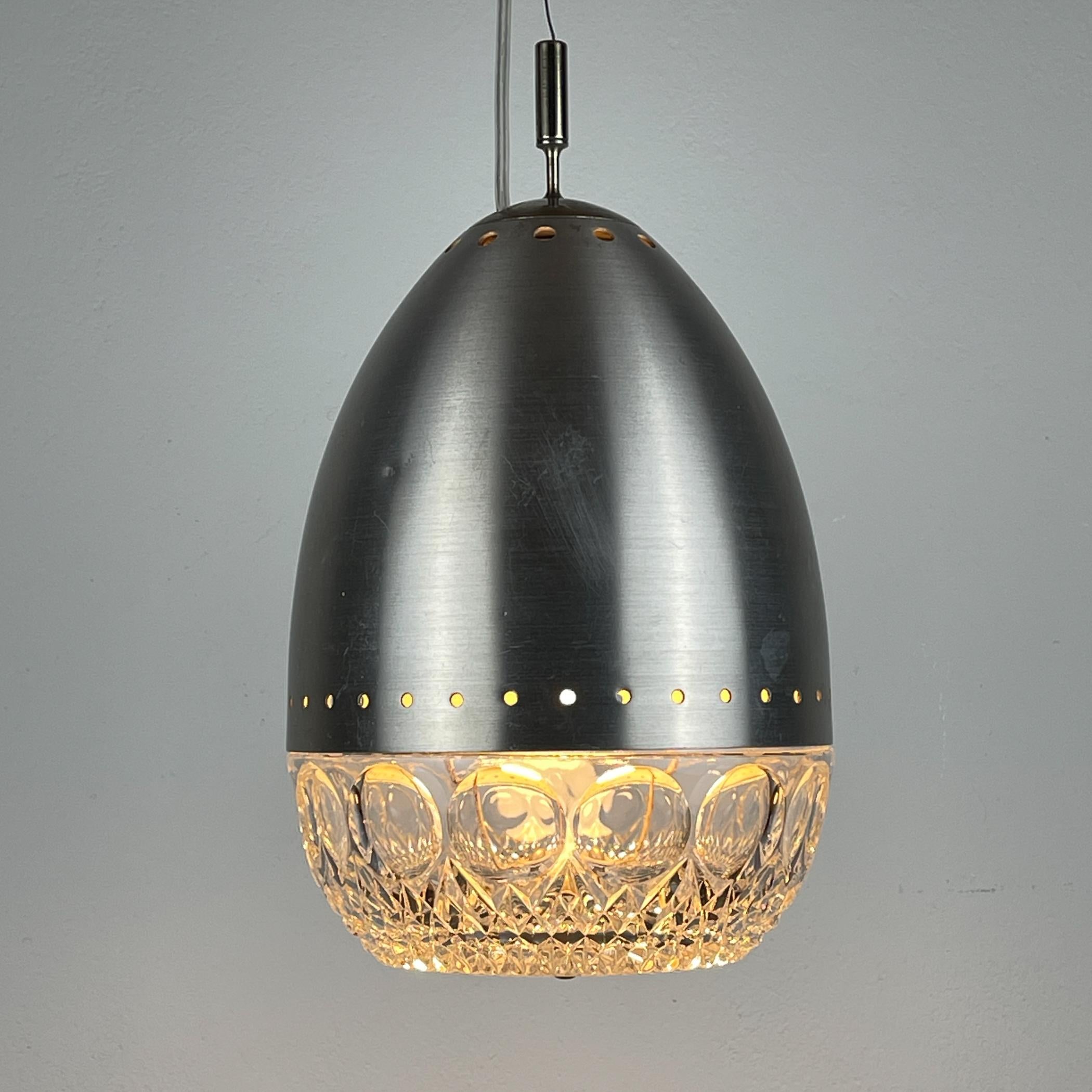 Alluminio Lampada a sospensione in vetro della metà del secolo scorso, Italia 1960 in vendita