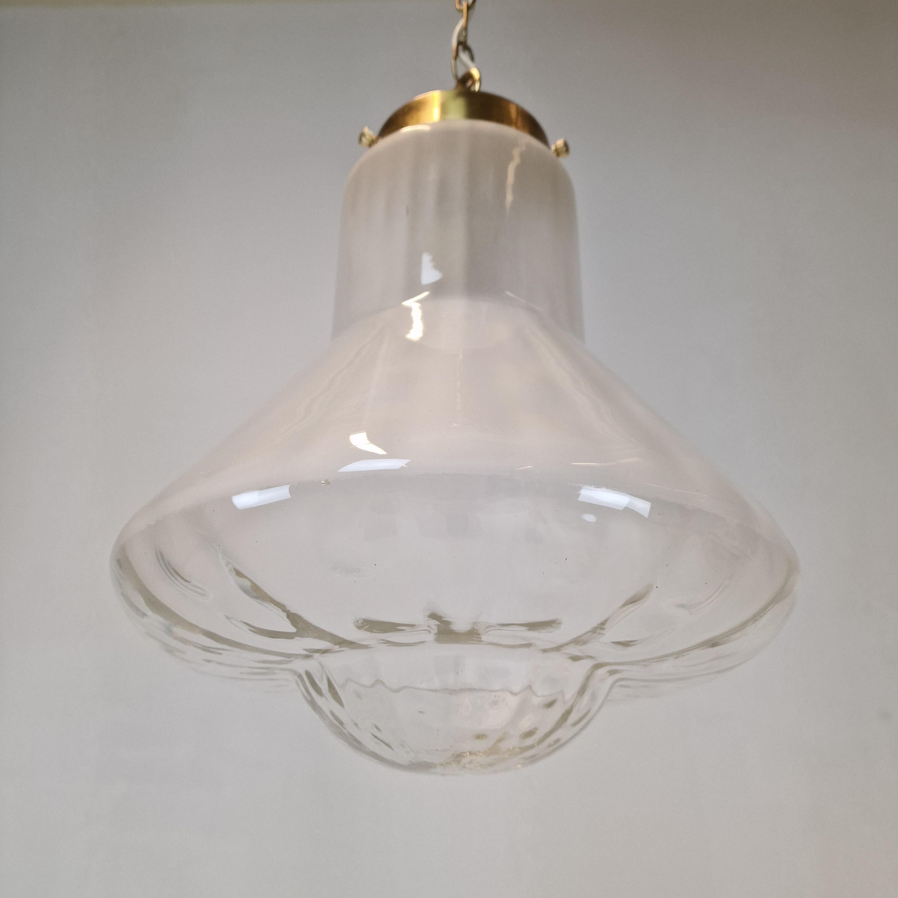 Mid Century Glass Pendant Lamp, Italy 1970s For Sale 2