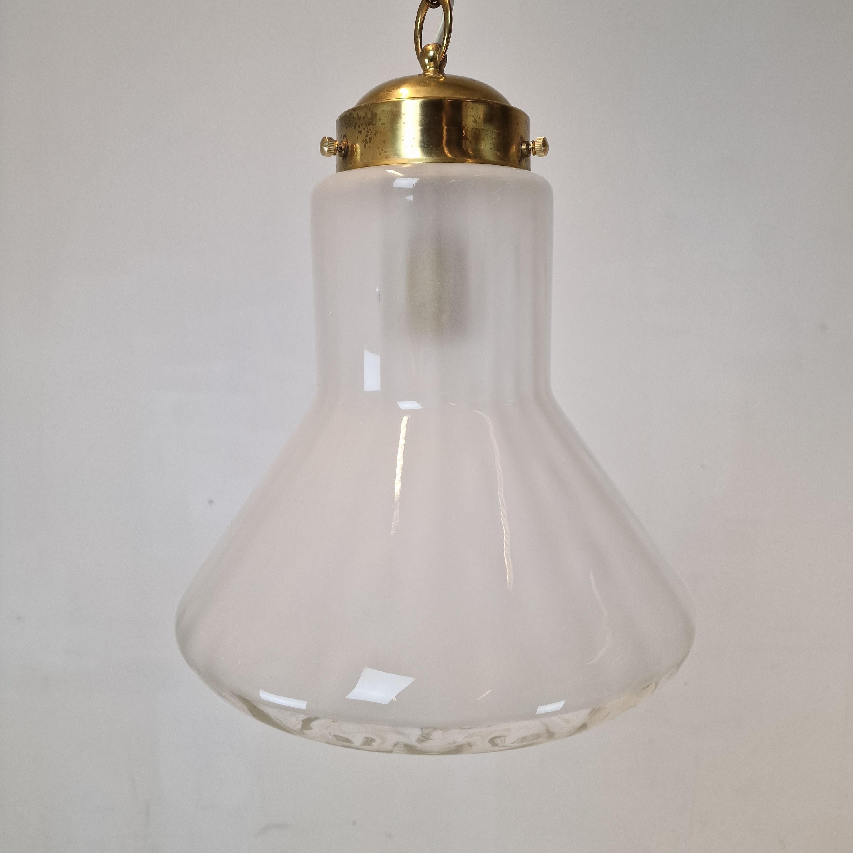 Mid Century Glass Pendant Lamp, Italy 1970s For Sale 3