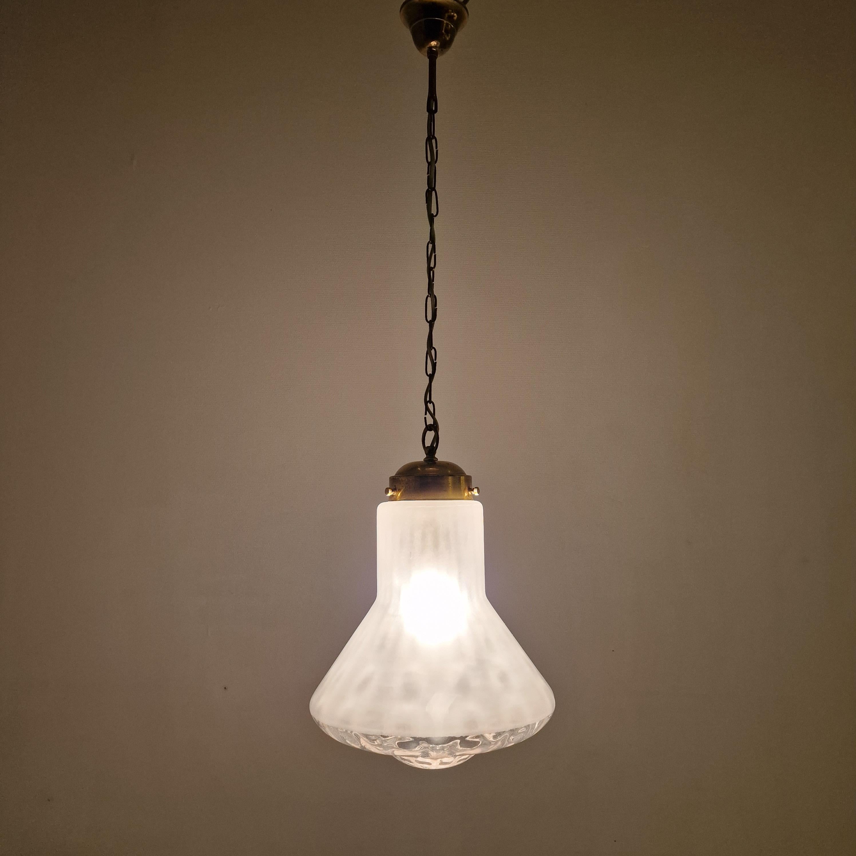Italian Mid Century Glass Pendant Lamp, Italy 1970s For Sale