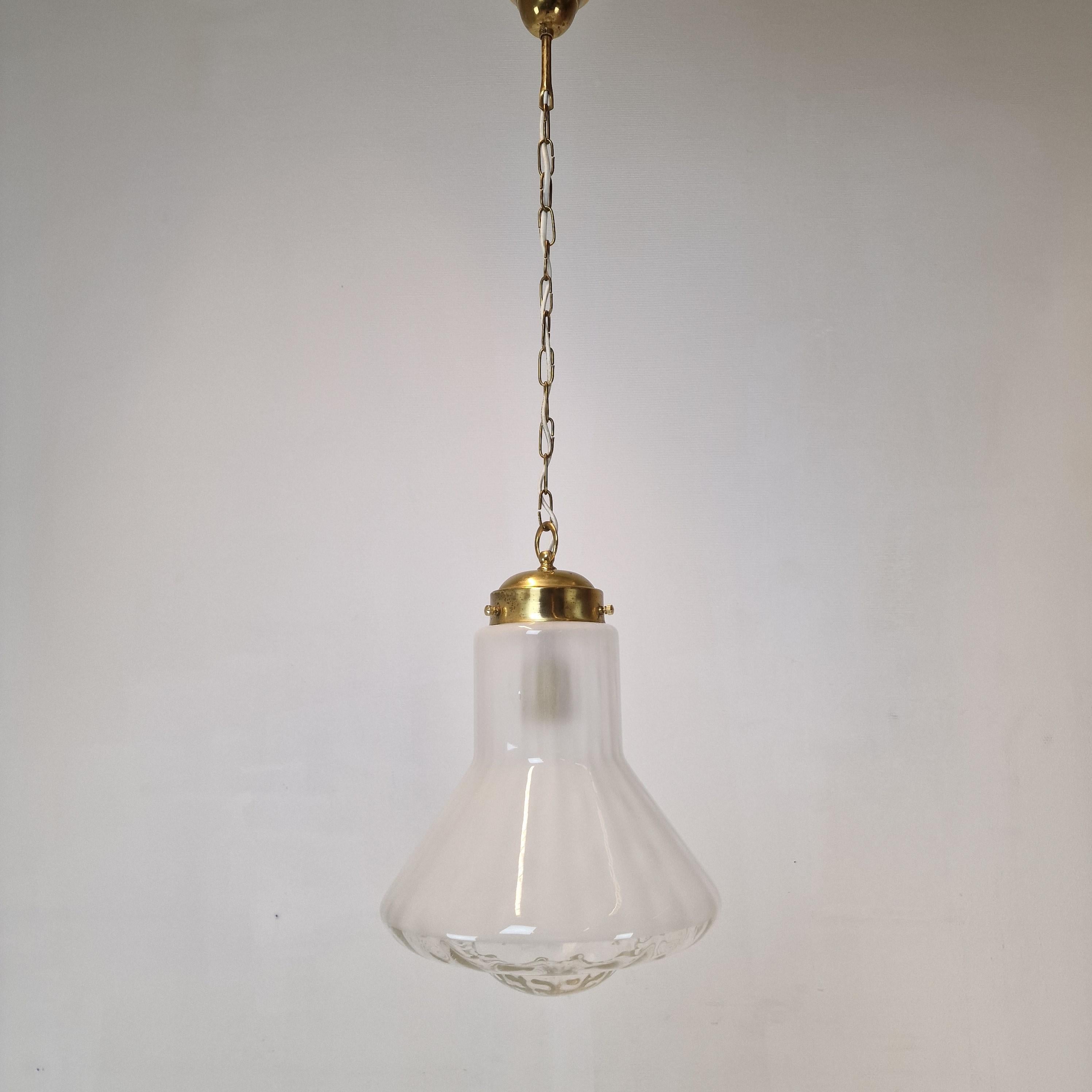Late 20th Century Mid Century Glass Pendant Lamp, Italy 1970s For Sale