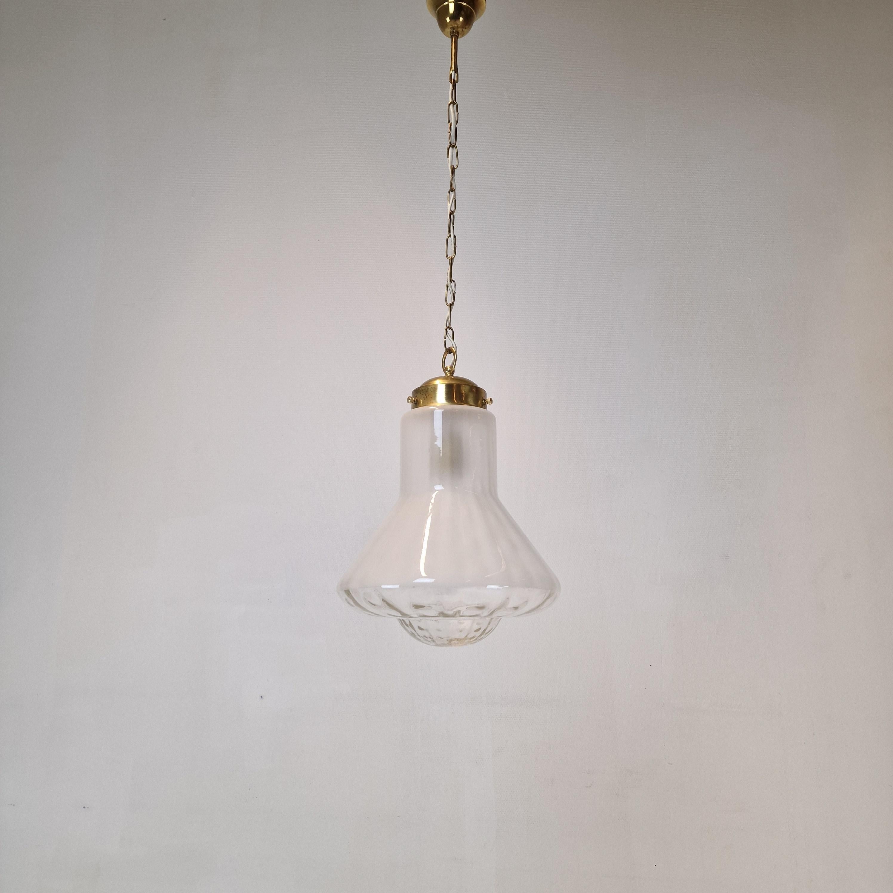 Mid Century Glass Pendant Lamp, Italy 1970s For Sale 1