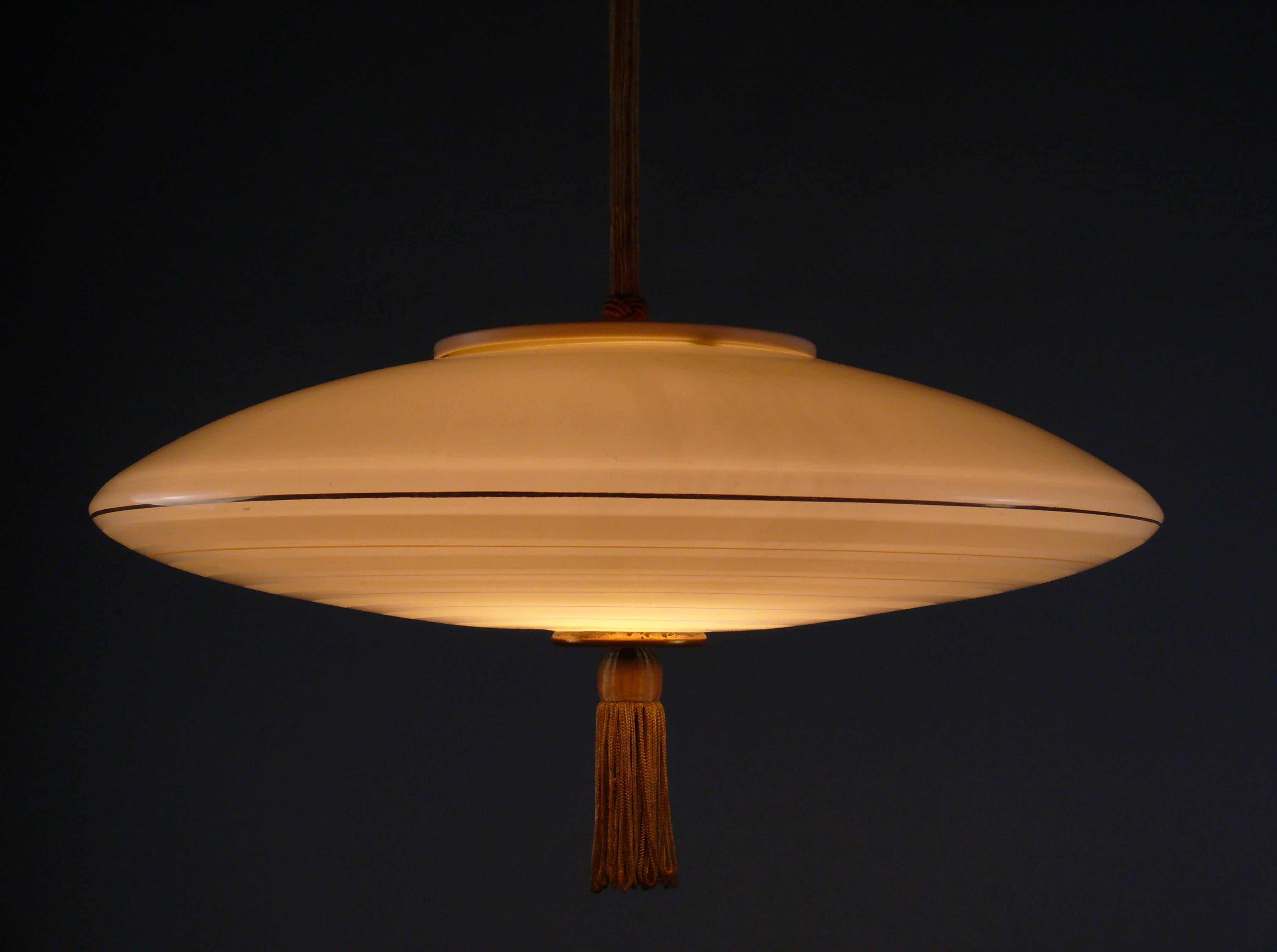 Midcentury Glass Pendant Light, 1950s 2
