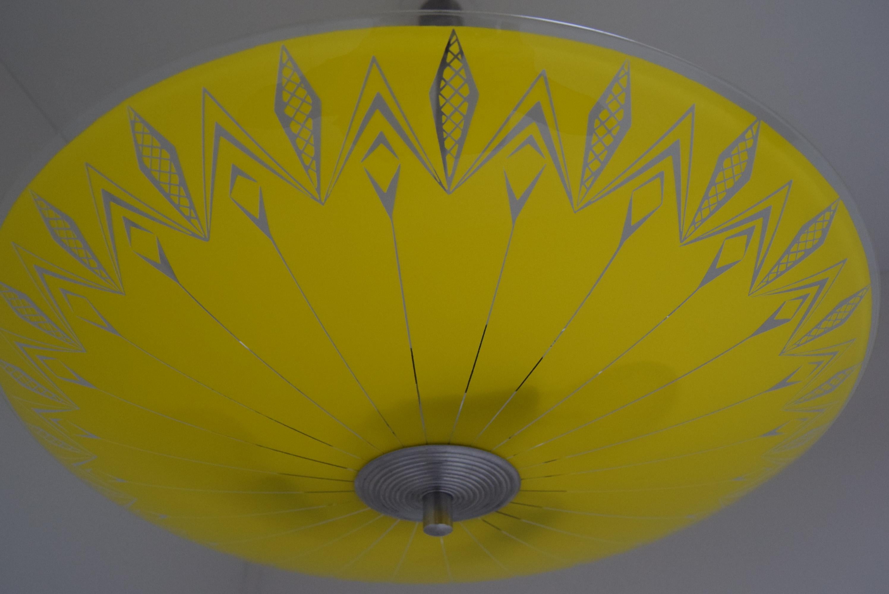 Metal Midcentury Glass Pendant, 1960s