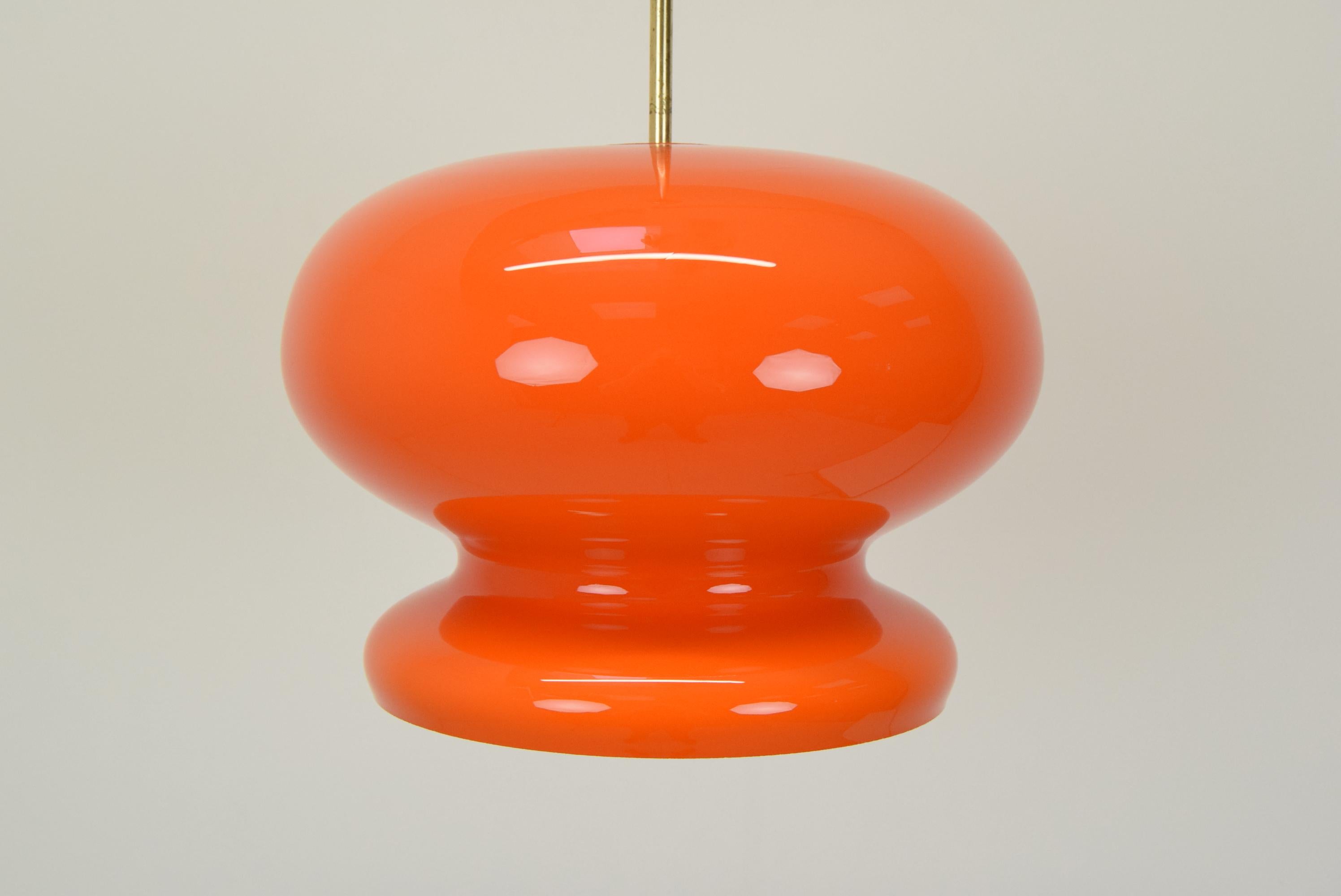 Brass Mid-Century Glass Pendant, 1960's For Sale