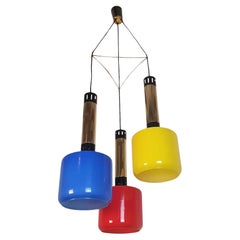 Mid-Century Glass Pendants Chandelier, by Stilnovo