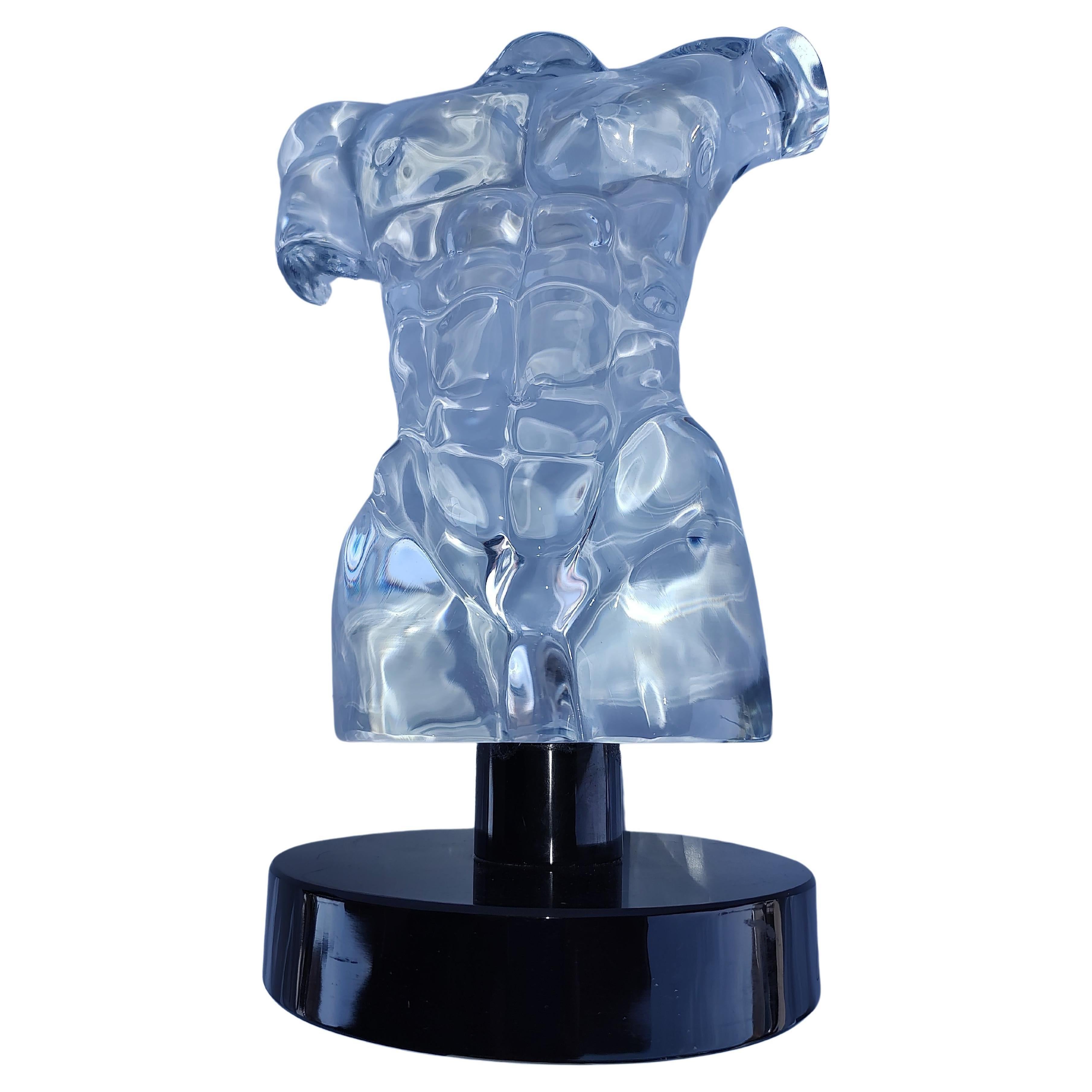 Fabulous glass sculpture of Adonis in bust form on a black glass plinth by Dino Rosin. Murano, Venice Italy. Signed in numerous places. In excellent condition.