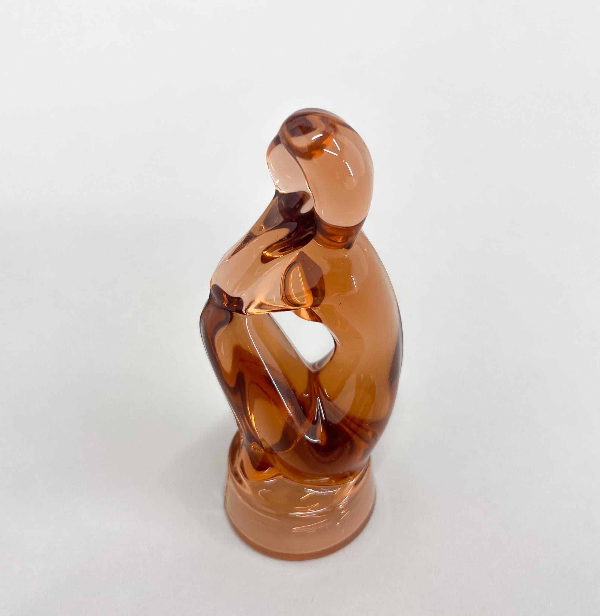 Mid-Century Modern Mid-century Glass Sculpture by Jitka Forejtova for Rudolfova Hut, 1950's For Sale