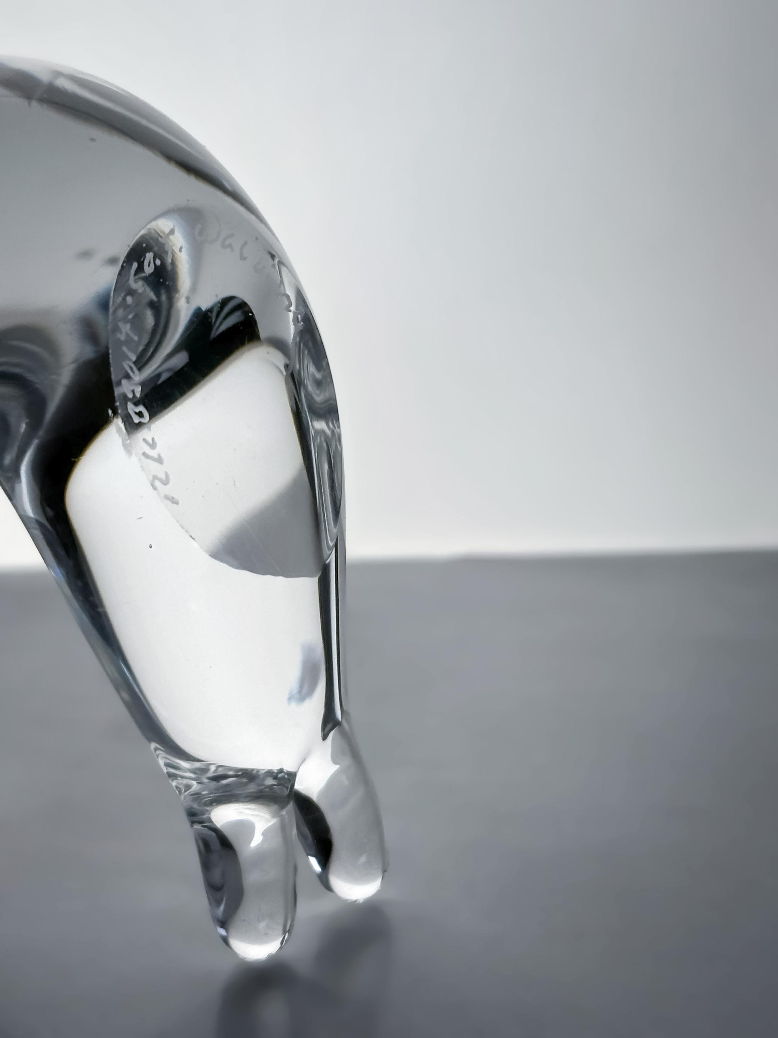 Mid-Century Modern Mid-Century Glass Sea Lion Paperweight by Folke Walving, Sweden, 1960's For Sale