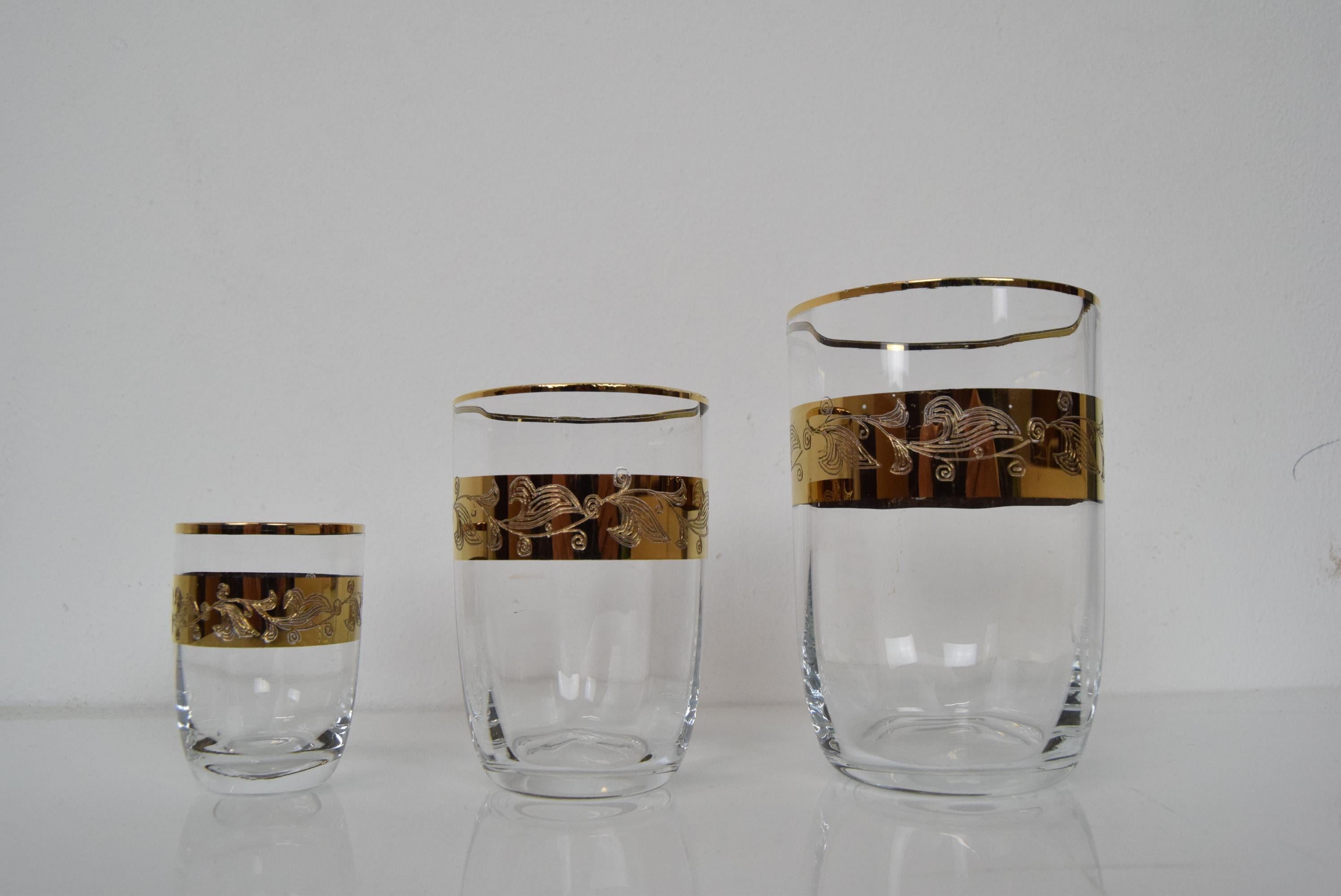 Mid-Century Glass Set, Bohemia Glass, 1950's In Good Condition For Sale In Praha, CZ