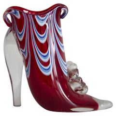 Mid Century Glass Shoe Sculpture, Murano, Italy, Europe, 1960s