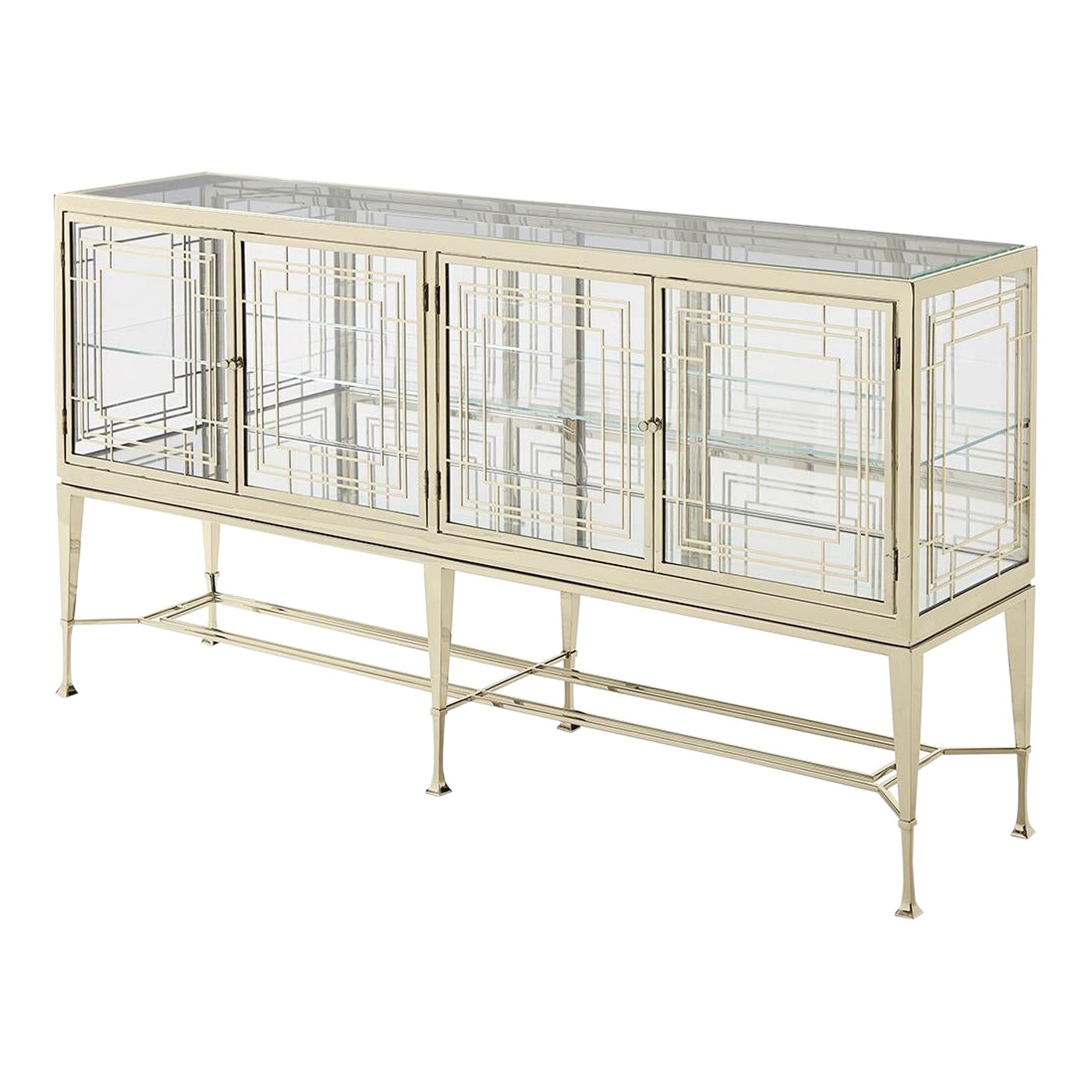 Mid-Century Glass Sideboard For Sale