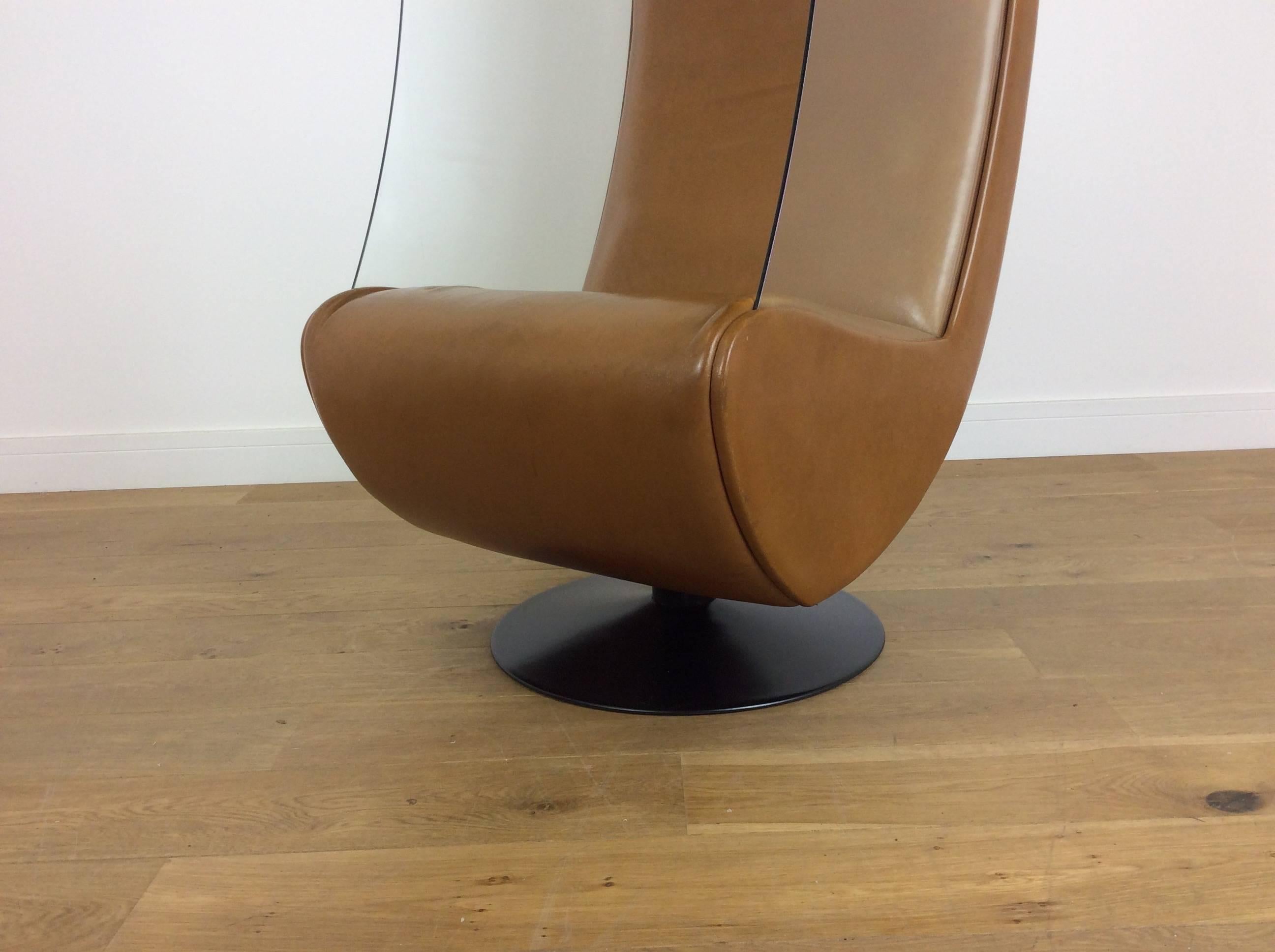 Italian Midcentury Glass Sided Swivel Chair For Sale