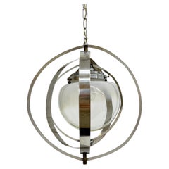 Mid-century glass sphere pendant glass lamp design 1970’s space age Italy