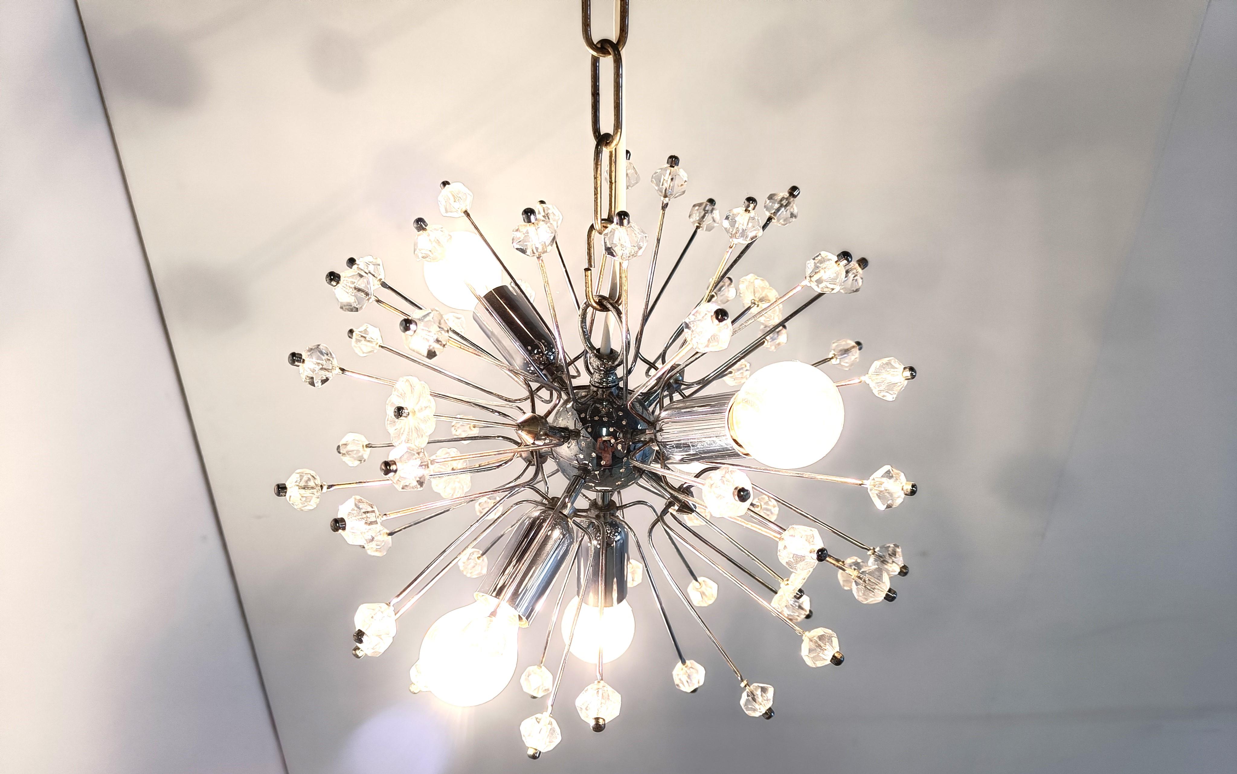 Mid century glass sputnik chandelier, 1970s  For Sale 3