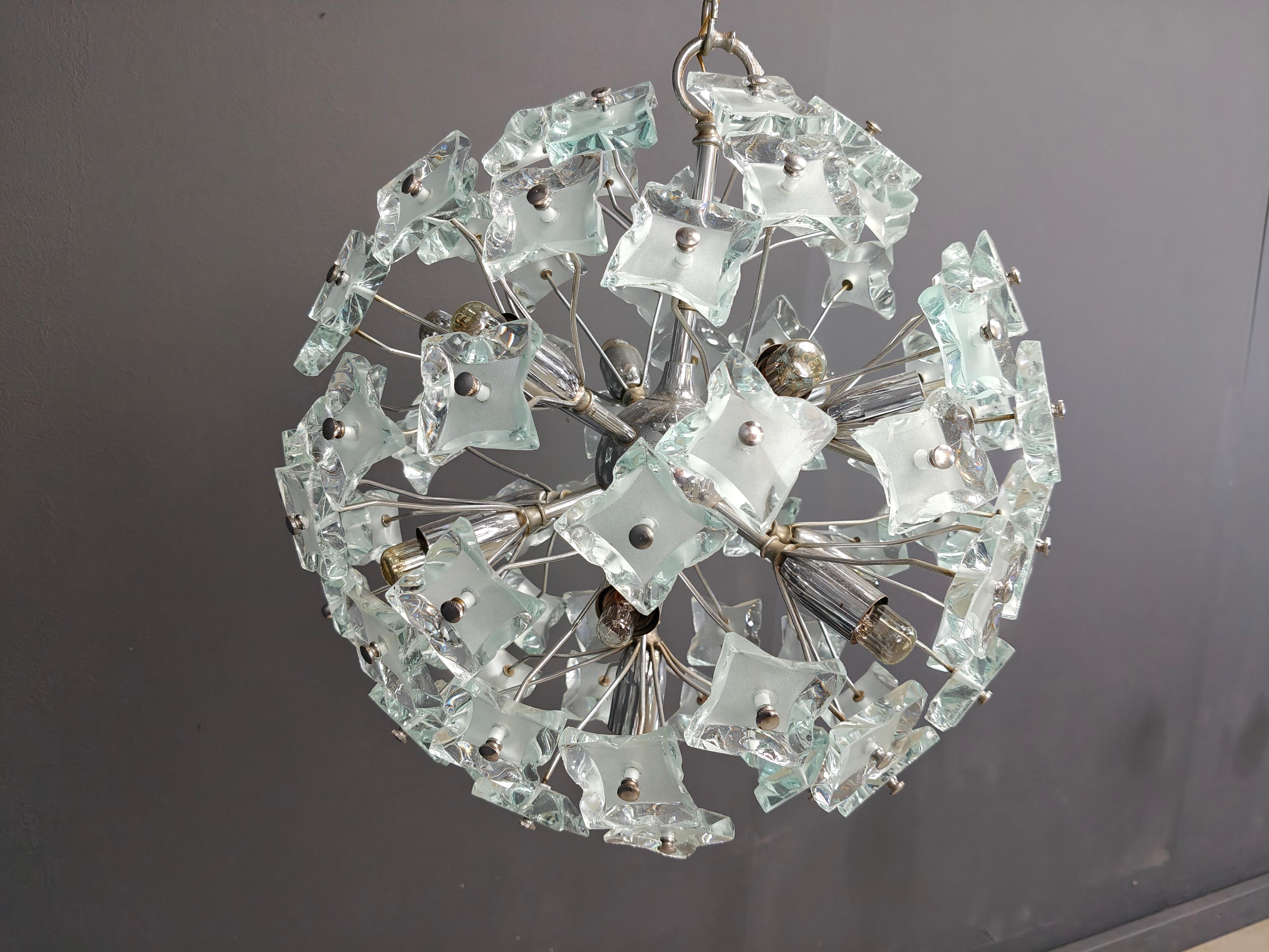 Lampadario Sputnik in vetro di metà secolo, anni '70 in vendita 3