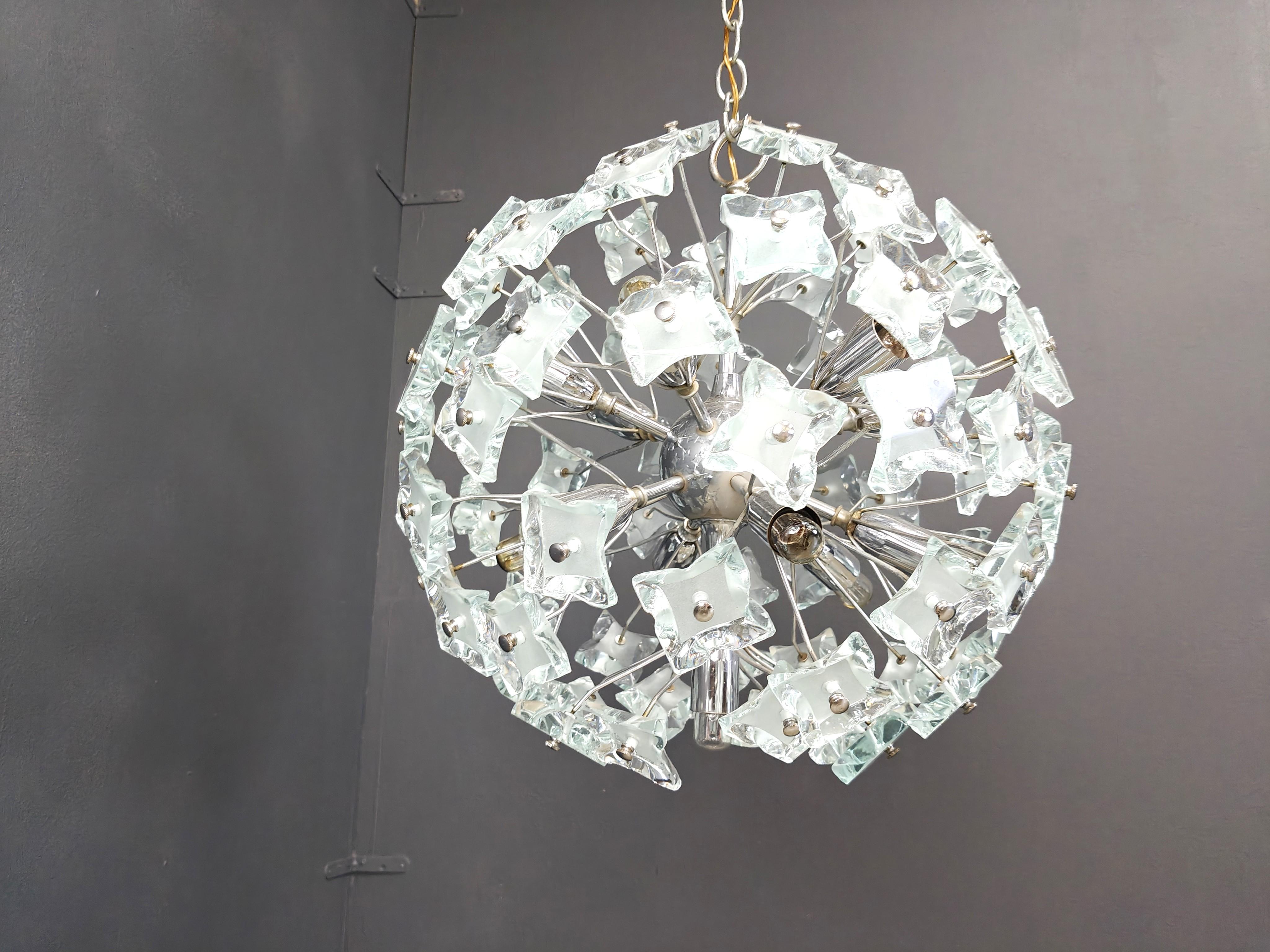 Lampadario Sputnik in vetro di metà secolo, anni '70 in vendita 4