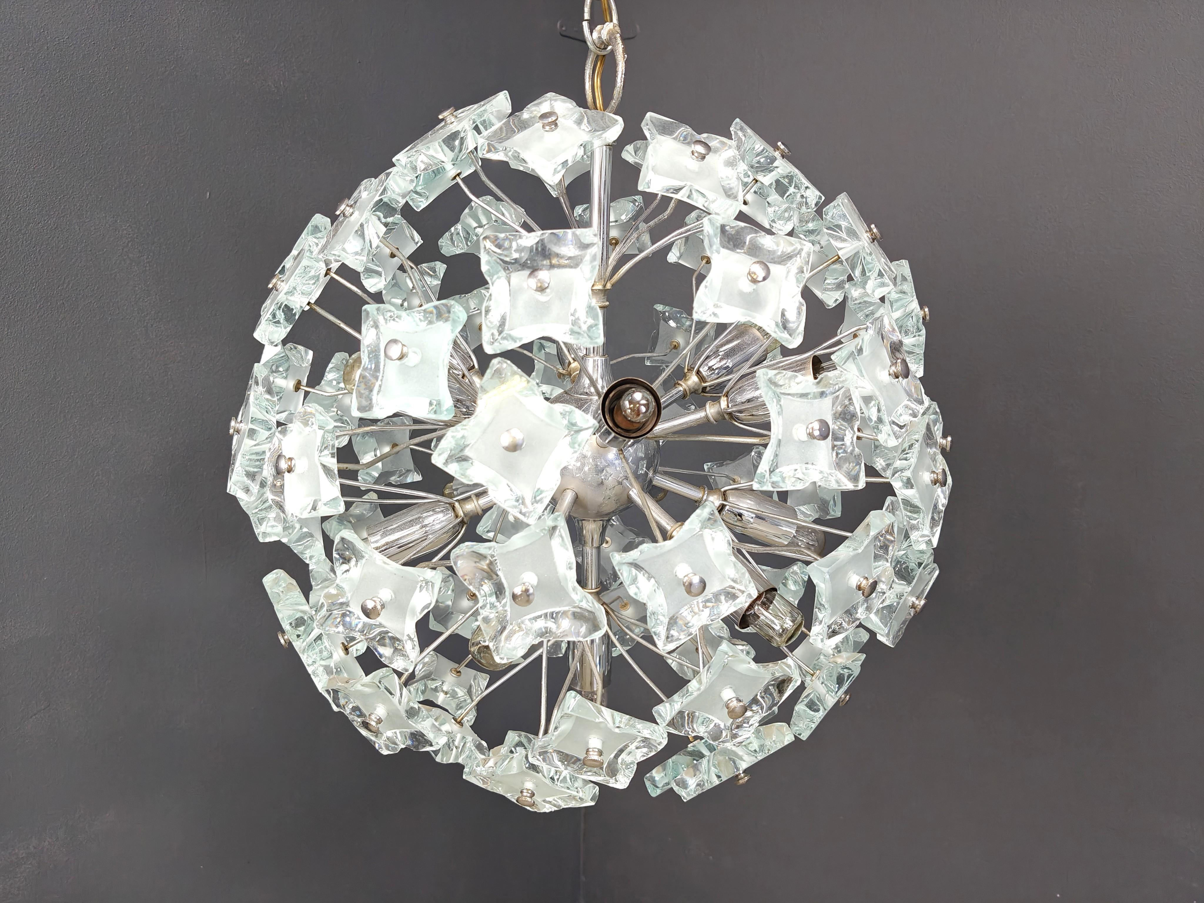 Lampadario Sputnik in vetro di metà secolo, anni '70 in vendita 5