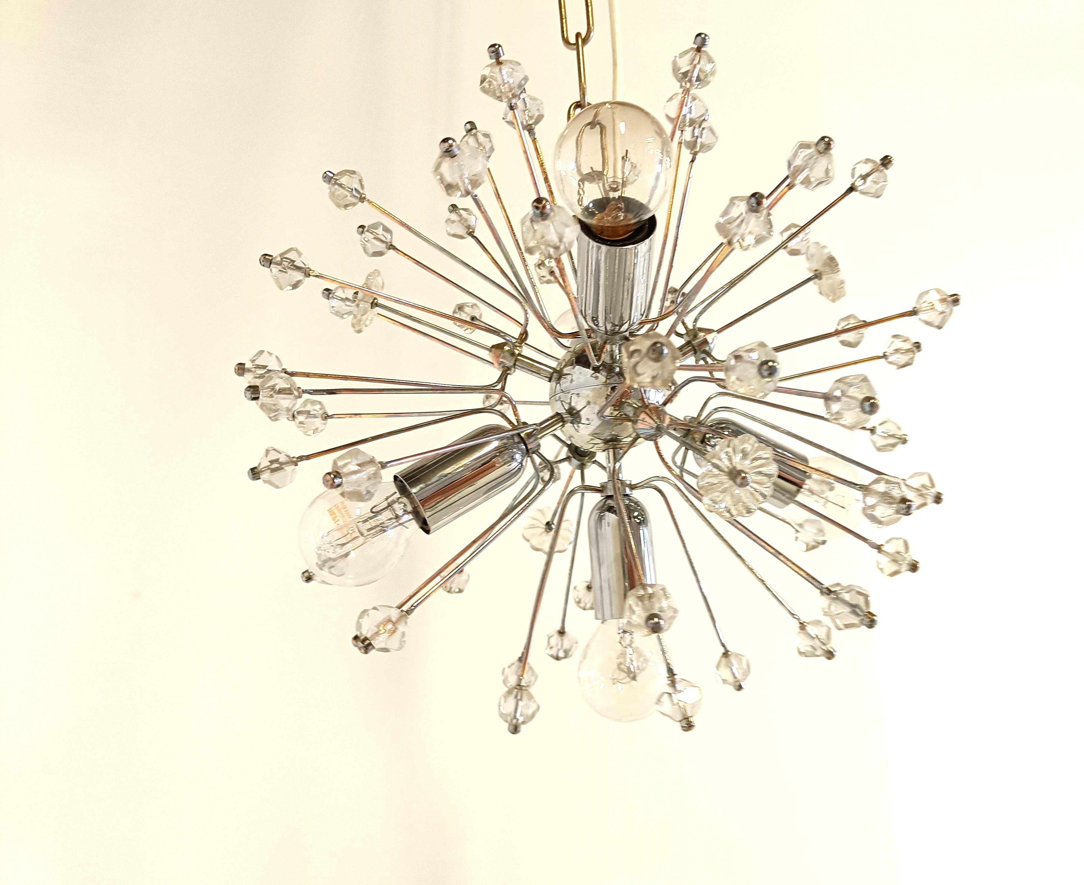 Mid-Century Modern Mid century glass sputnik chandelier, 1970s For Sale