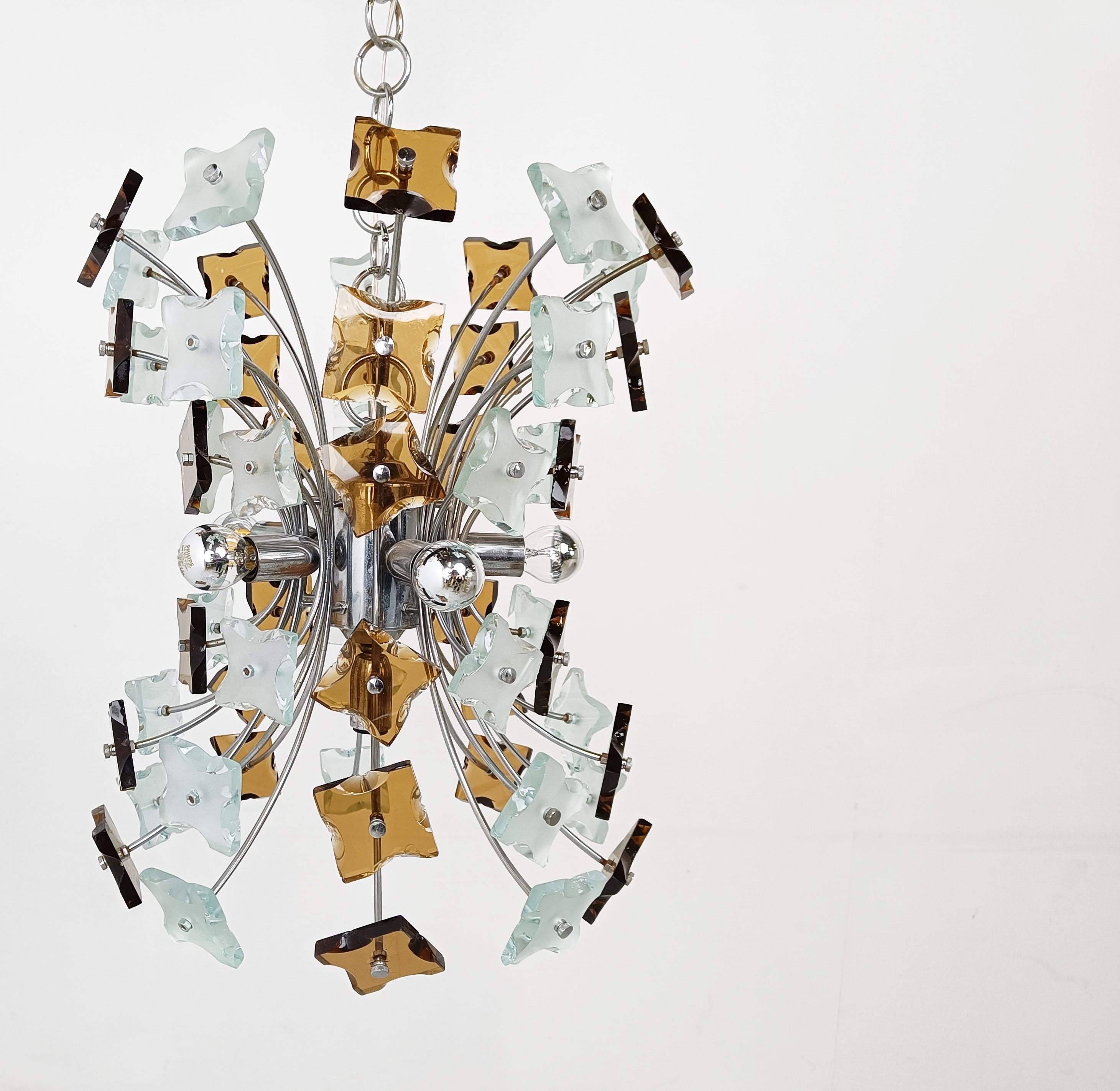 Late 20th Century Midcentury Glass Sputnik Chandelier, 1970s For Sale