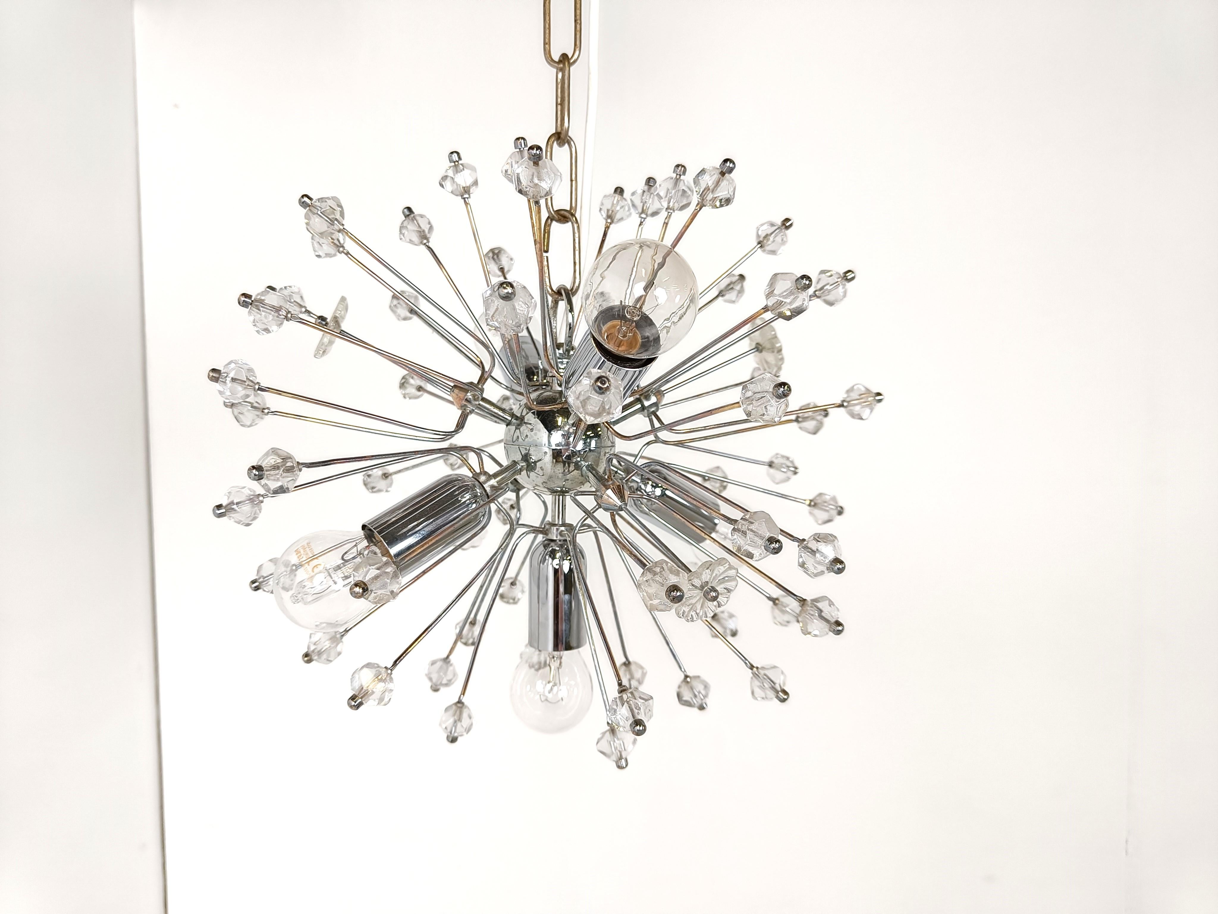 Late 20th Century Mid century glass sputnik chandelier, 1970s For Sale