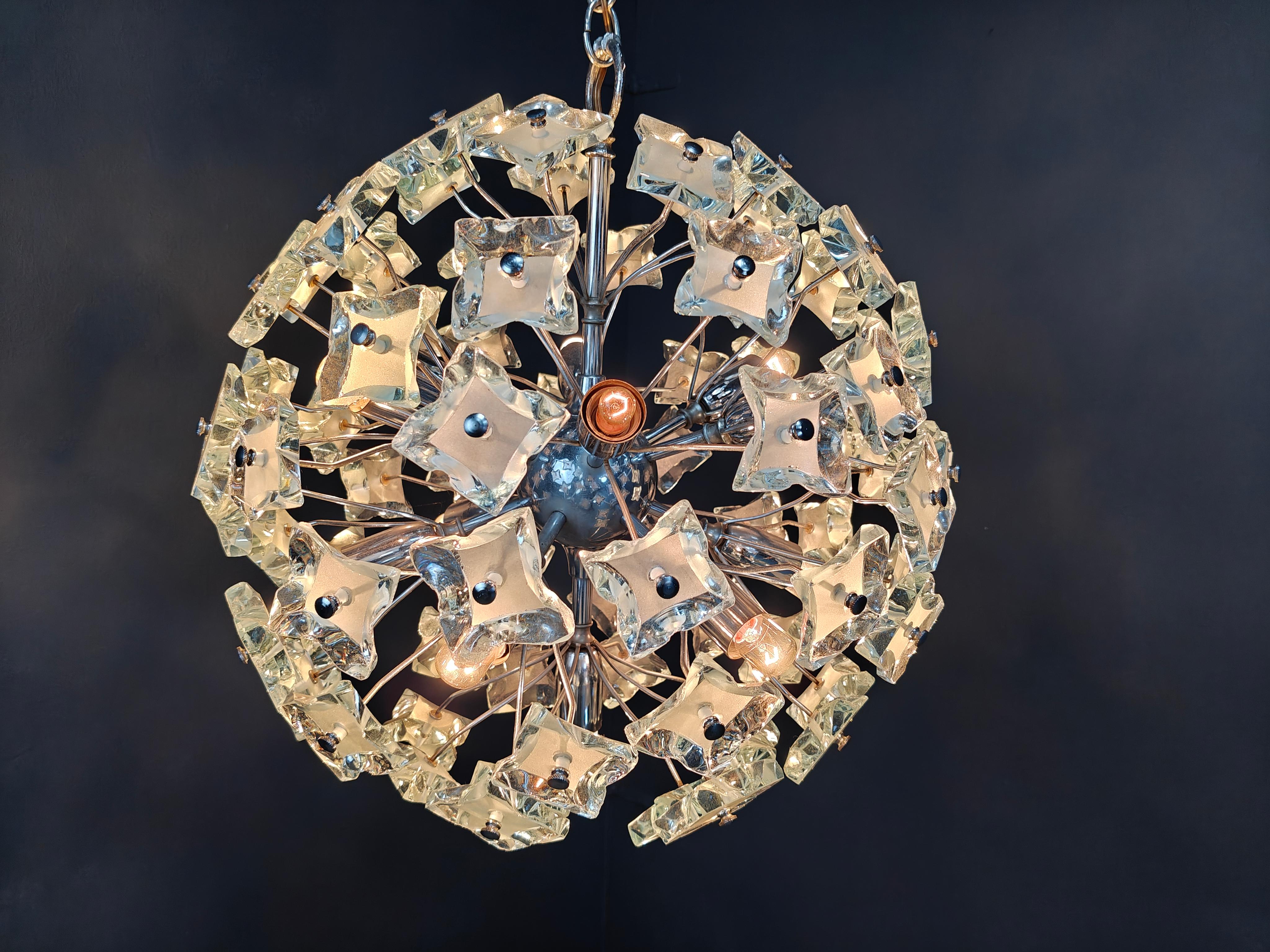 Fine XX secolo Lampadario Sputnik in vetro di metà secolo, anni '70 in vendita