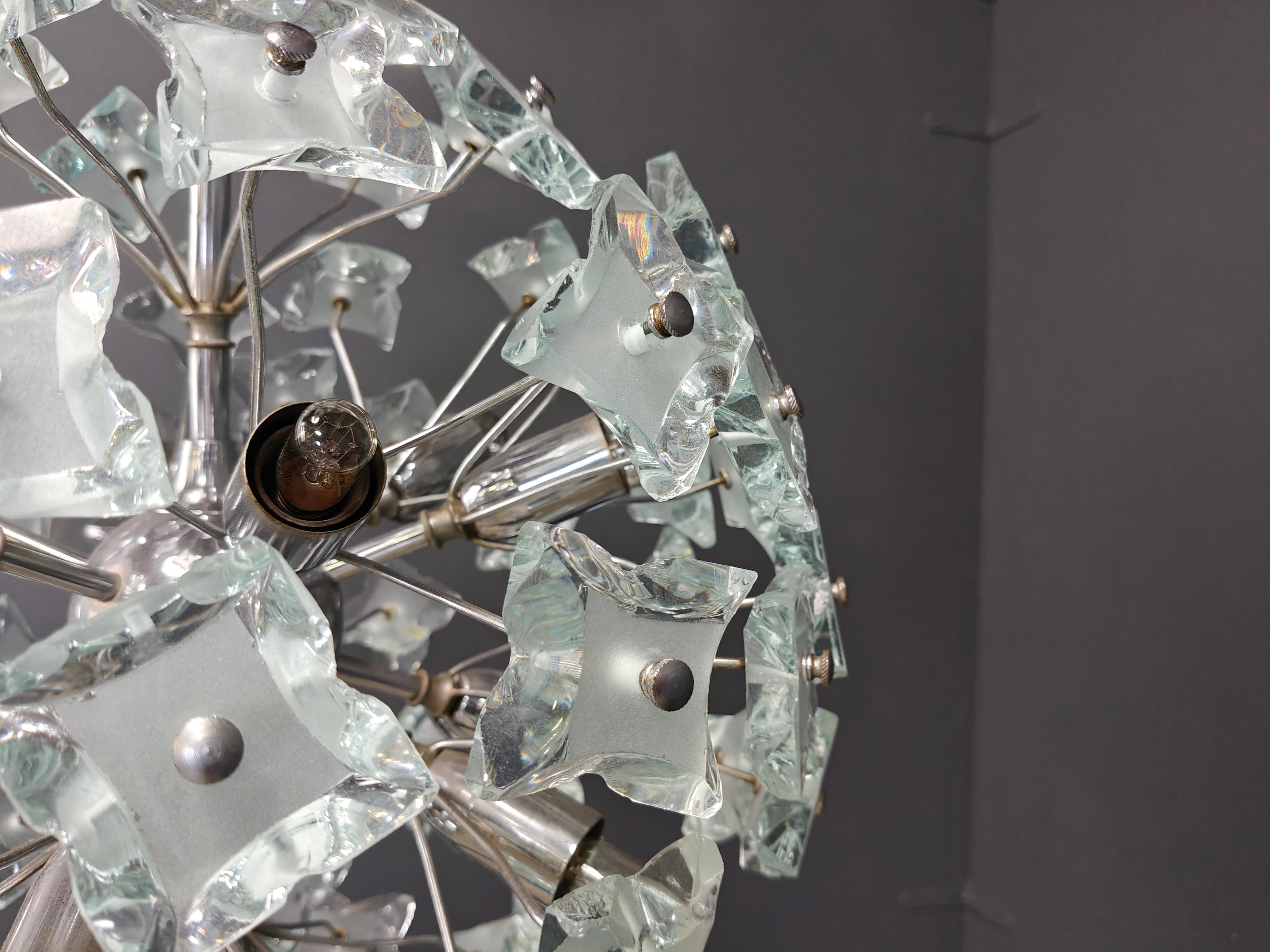 Vetro Lampadario Sputnik in vetro di metà secolo, anni '70 in vendita