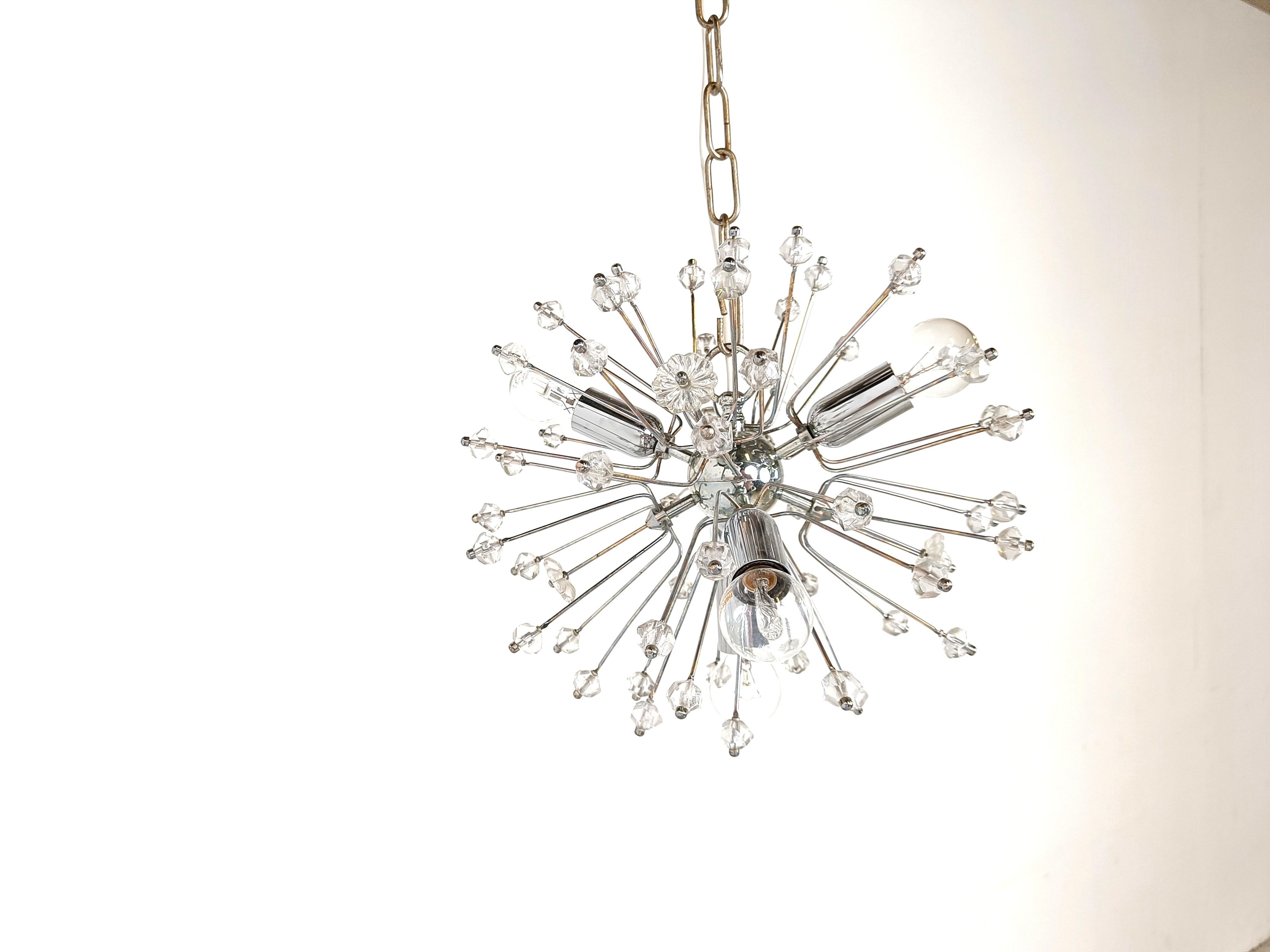 Mid century glass sputnik chandelier, 1970s  For Sale 1