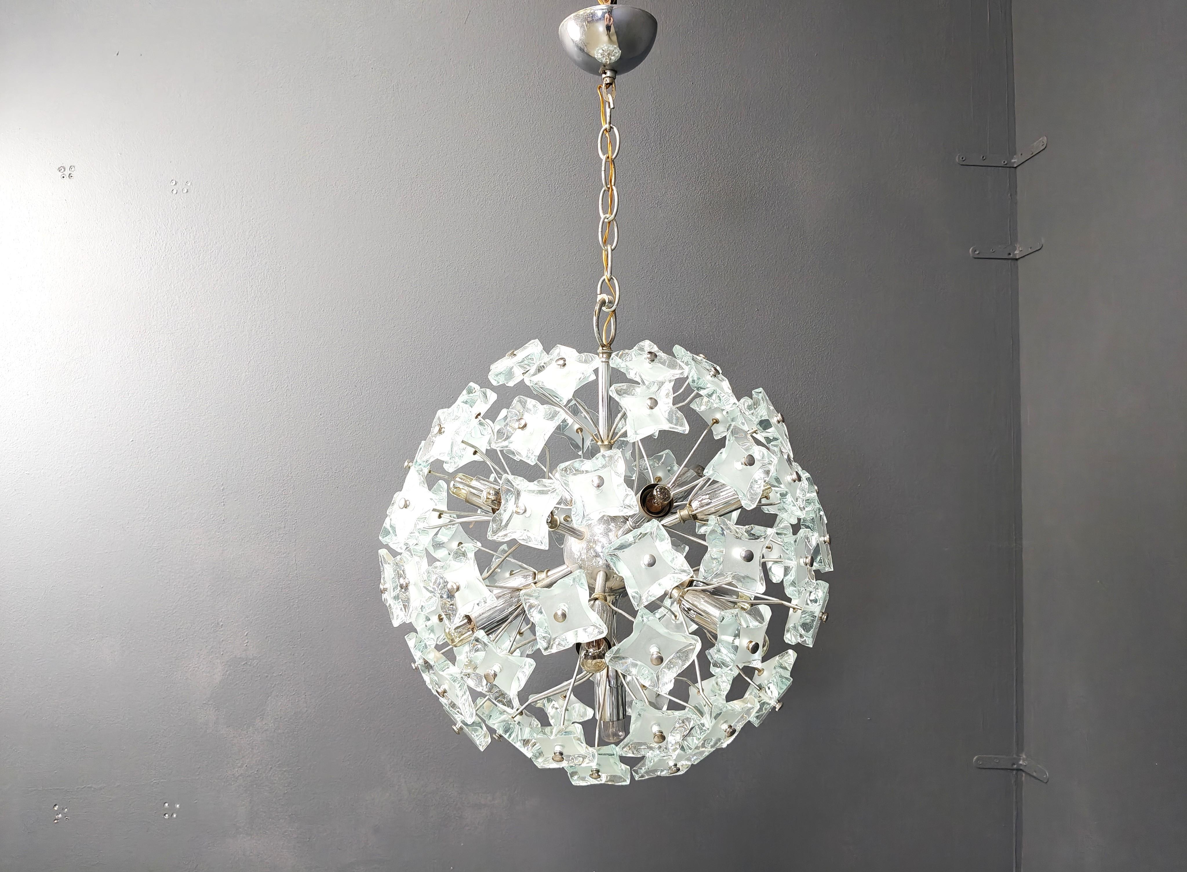 Lampadario Sputnik in vetro di metà secolo, anni '70 in vendita 1