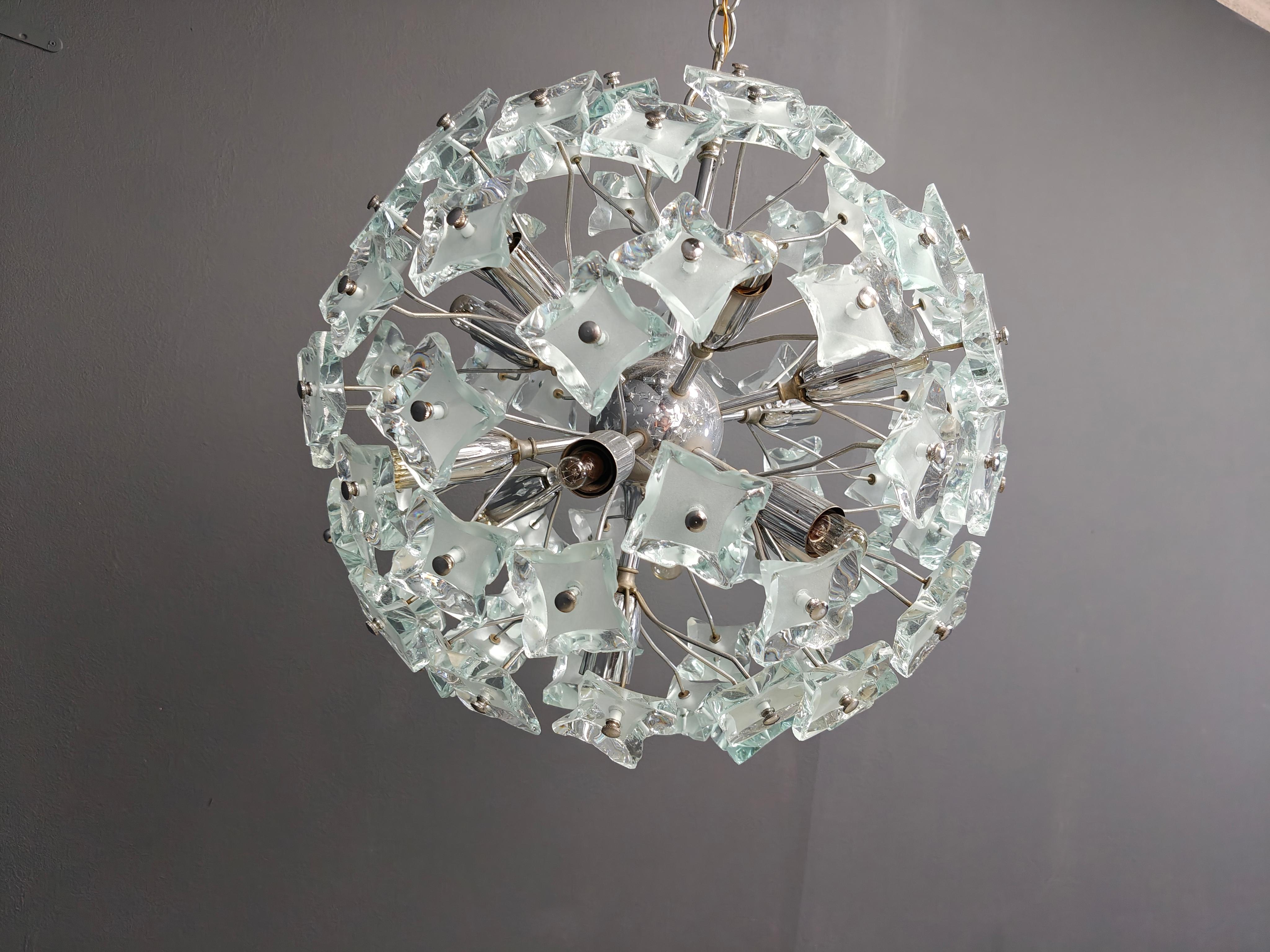 Lampadario Sputnik in vetro di metà secolo, anni '70 in vendita 2