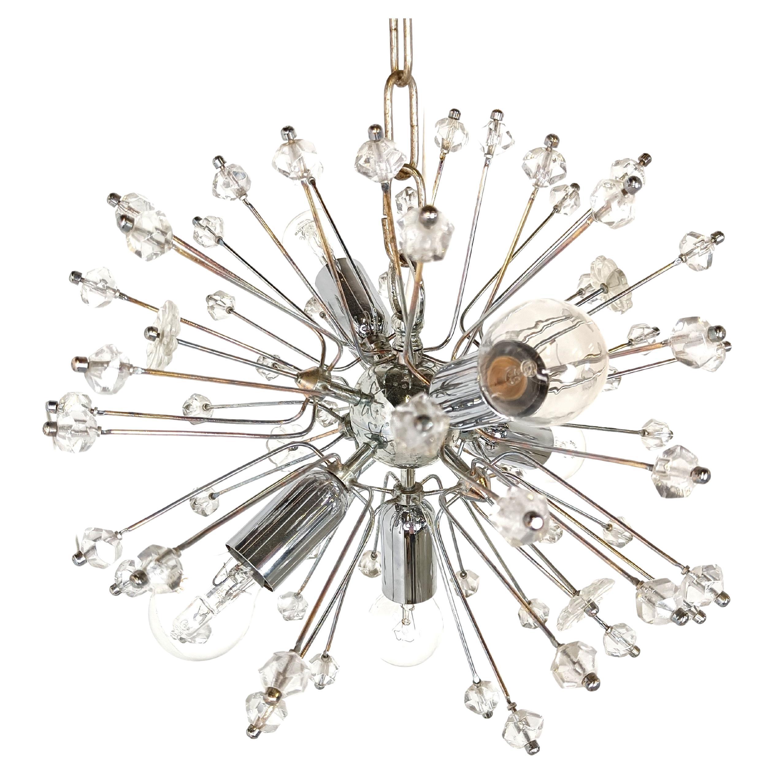 Mid century glass sputnik chandelier, 1970s  For Sale