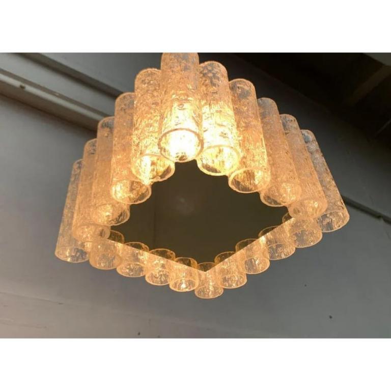 Mid-Century moderno Lampada da soffitto quadrata in vetro di metà secolo di Doria Leuchten, anni '60 in vendita