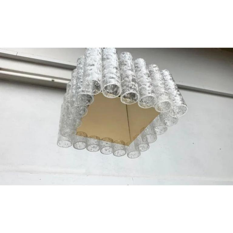 Tedesco Lampada da soffitto quadrata in vetro di metà secolo di Doria Leuchten, anni '60 in vendita