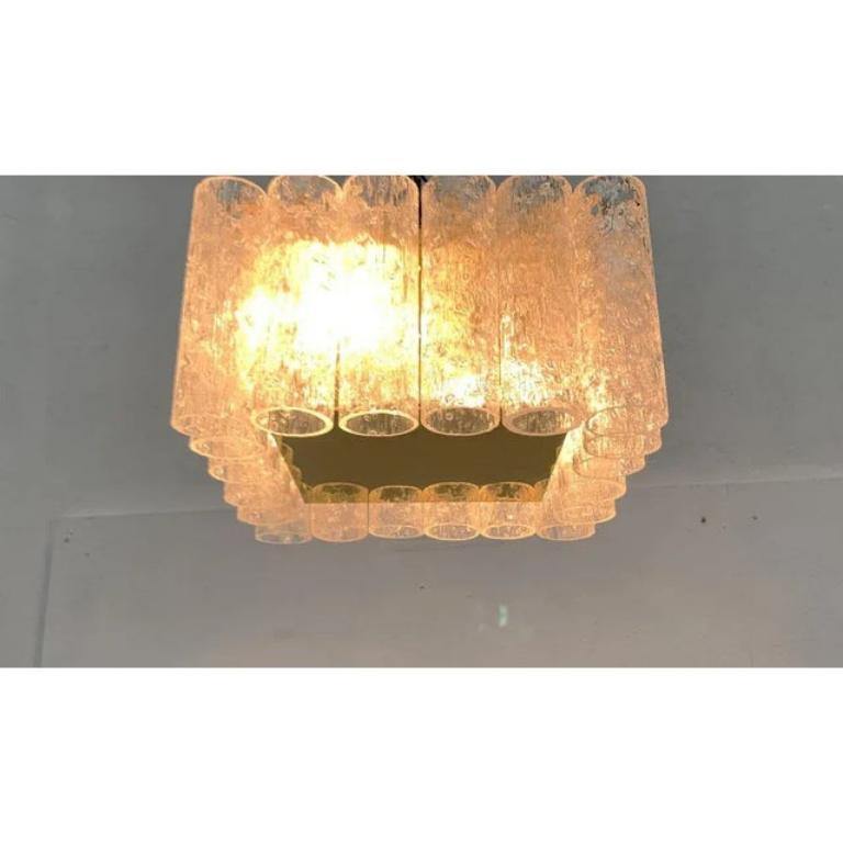 Lampada da soffitto quadrata in vetro di metà secolo di Doria Leuchten, anni '60 In condizioni buone in vendita a Hamburg, DE