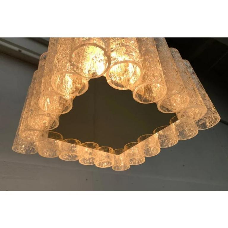 Lampada da soffitto quadrata in vetro di metà secolo di Doria Leuchten, anni '60 in vendita 2