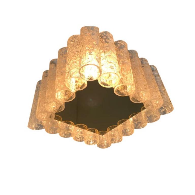 Lampada da soffitto quadrata in vetro di metà secolo di Doria Leuchten, anni '60 in vendita
