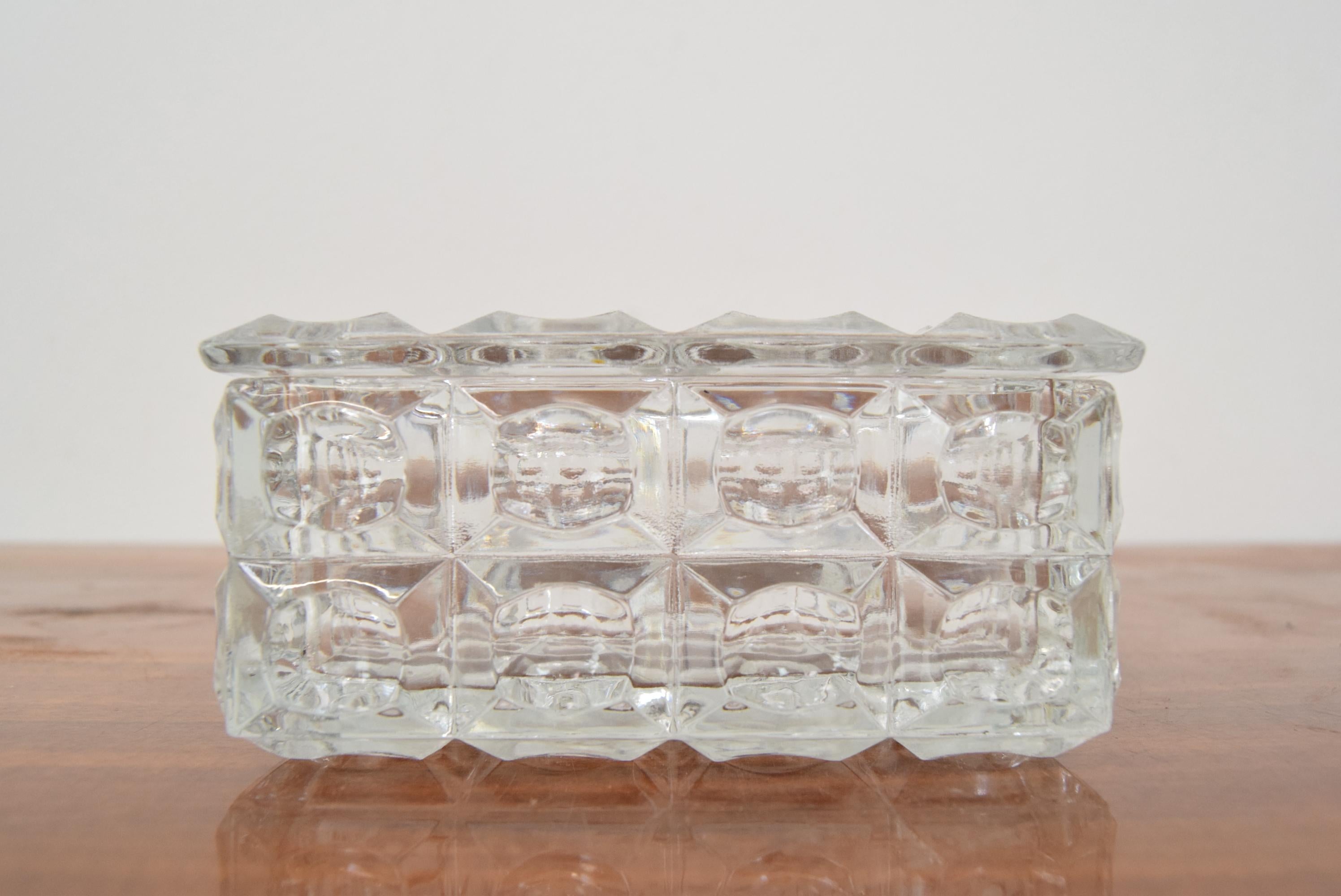 Mid-century Glass sugar bowl/Bohemia Crystal, 1960's.  For Sale 1